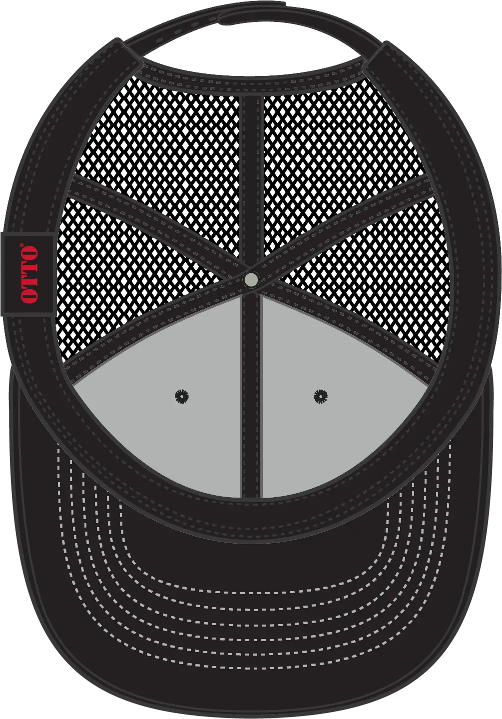 Otto 83-1239 6 Panel Low Profile Mesh Back Trucker Cap - Blk/ch.gry/blk - 1/2’’ - 7 5/8’’