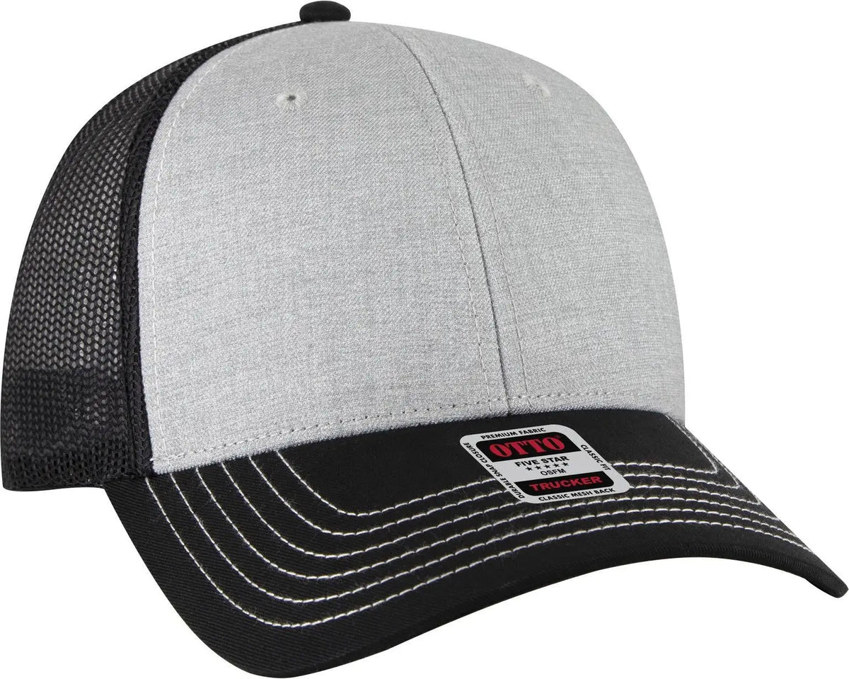 Otto 83-1239 6 Panel Low Profile Mesh Back Trucker Cap - Blk/ht Gry/blk - 1/2’’ - 7 5/8’’