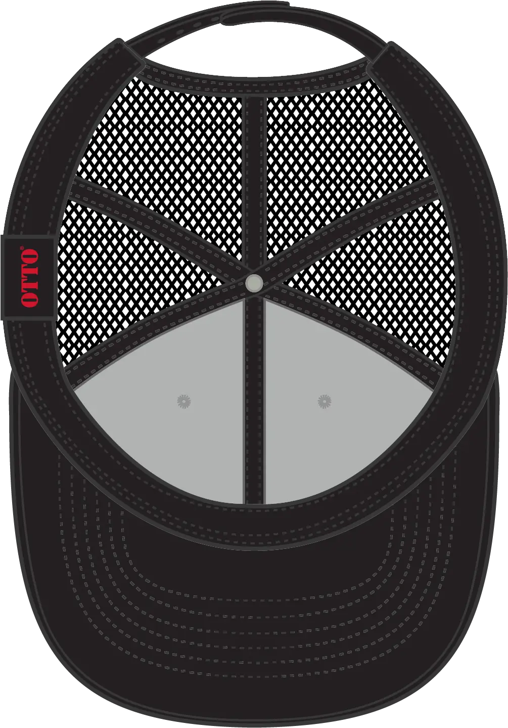 Otto 83-1239 6 Panel Low Profile Mesh Back Trucker Cap - Blk/ht Gry/blk - 1/2’’ - 7 5/8’’
