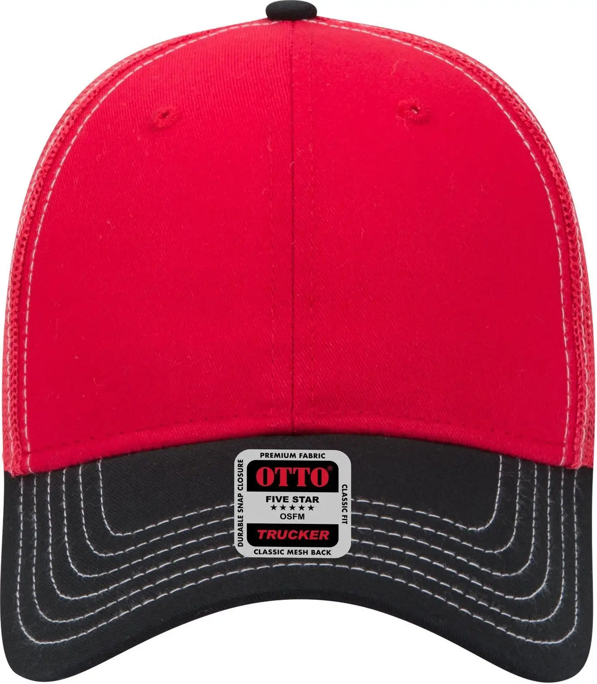Otto 83-1239 6 Panel Low Profile Mesh Back Trucker Cap - Blk/red/red - 1/2’’ - 7 5/8’’