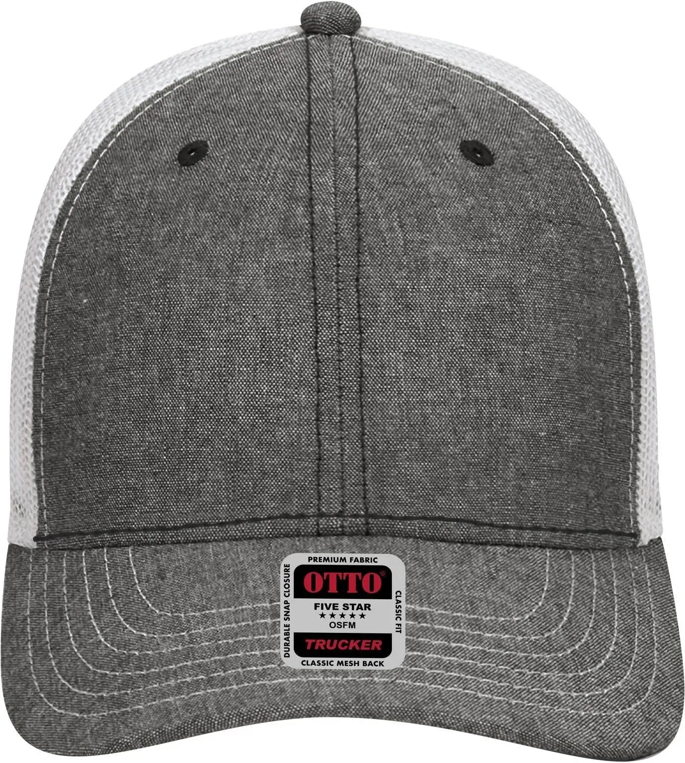 Otto 83-1239 6 Panel Low Profile Mesh Back Trucker Cap - Blk/wht - 1/2’’ - 7 5/8’’