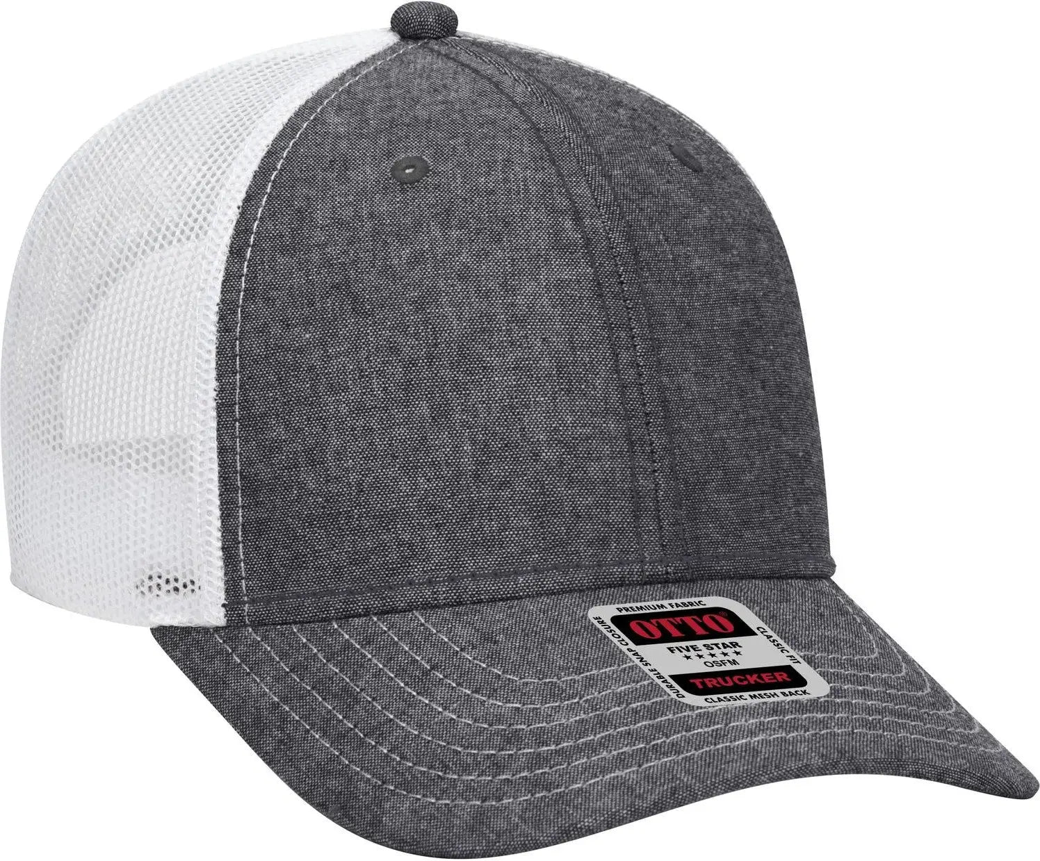 Otto 83-1239 6 Panel Low Profile Mesh Back Trucker Cap - Blk/wht - 1/2’’ - 7 5/8’’