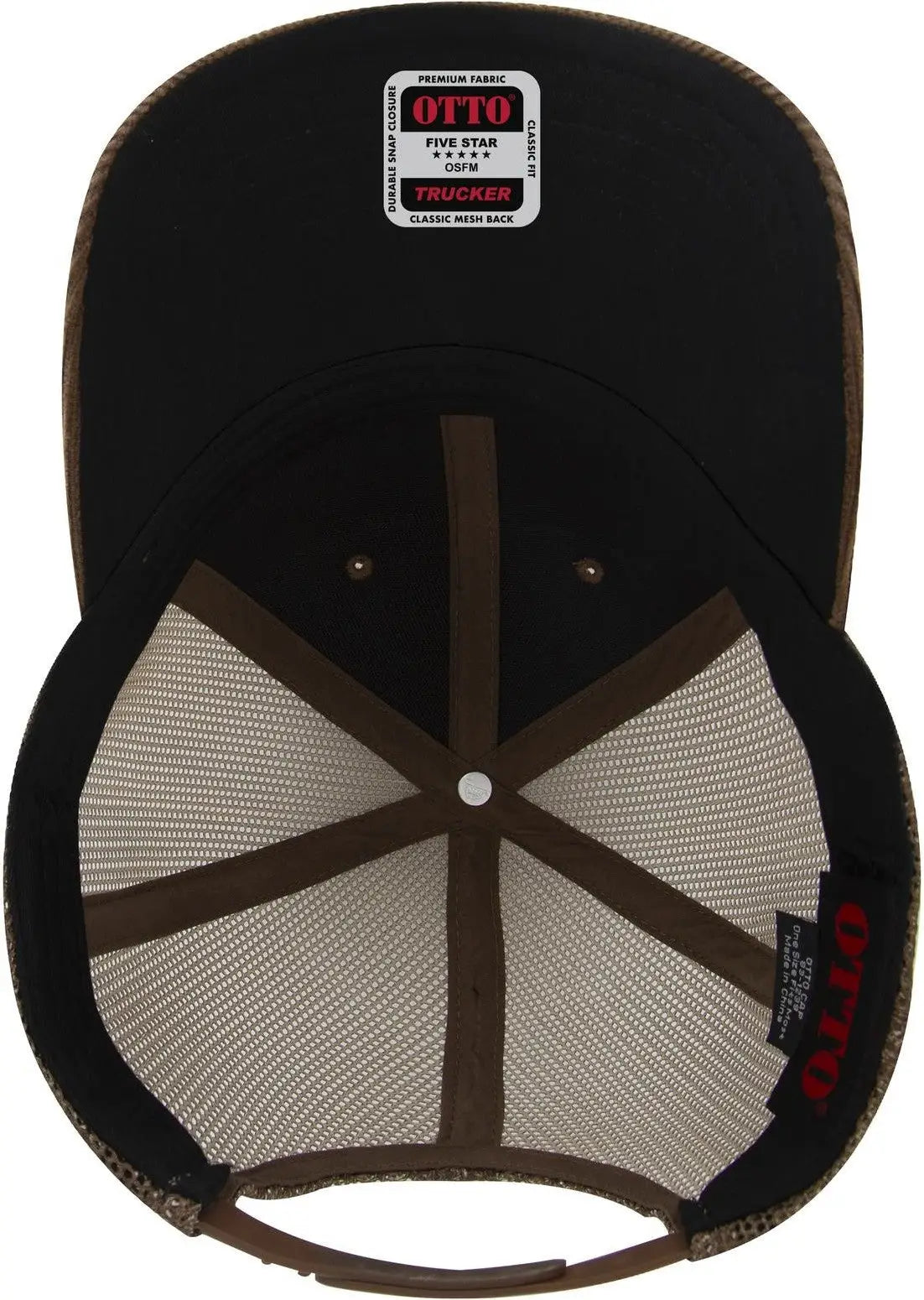 Otto 83-1239 6 Panel Low Profile Mesh Back Trucker Cap - Brown - 1/2’’ - 7 5/8’’