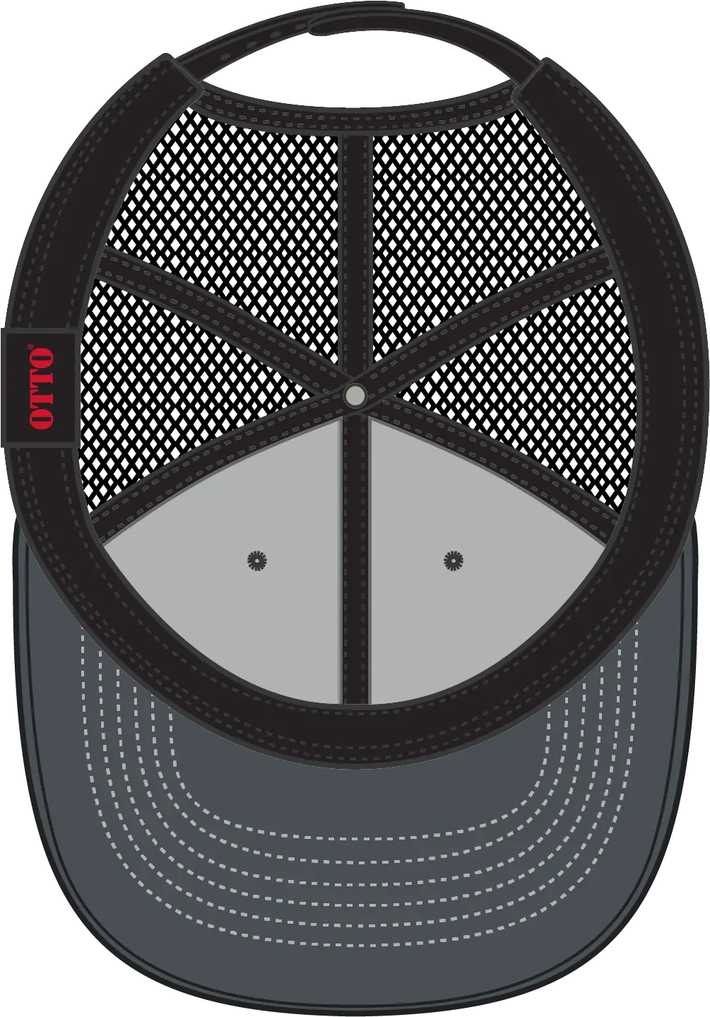 Otto 83-1239 6 Panel Low Profile Mesh Back Trucker Cap - Ch. Gry/blk/blk - 1/2’’ - 7 5/8’’