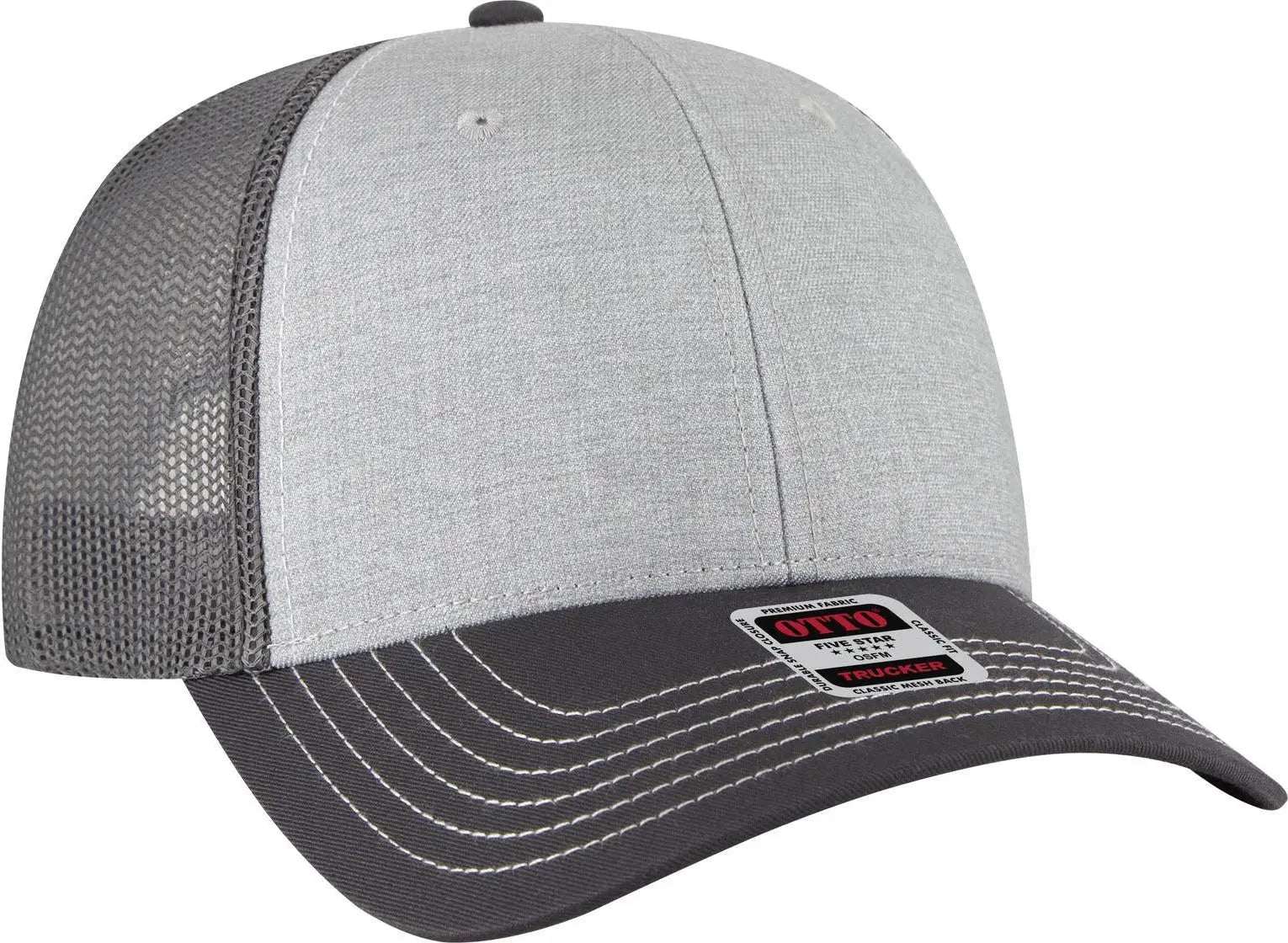 Otto 83-1239 6 Panel Low Profile Mesh Back Trucker Cap - Ch Gry/ht Gry/ch Gry - 1/2’’ - 7 5/8’’