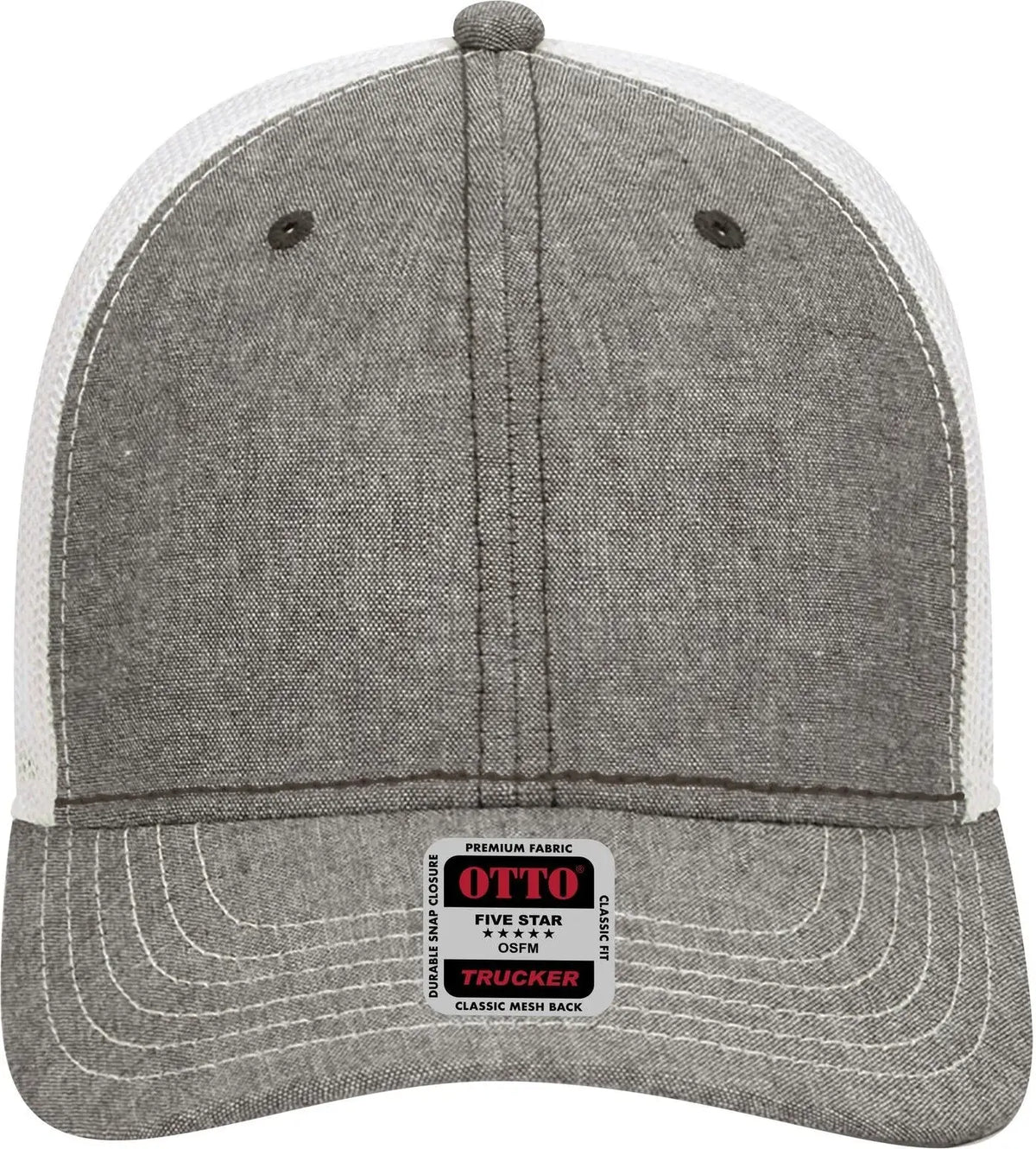 Otto 83-1239 6 Panel Low Profile Mesh Back Trucker Cap - Ch.gry/wht - 1/2’’ - 7 5/8’’