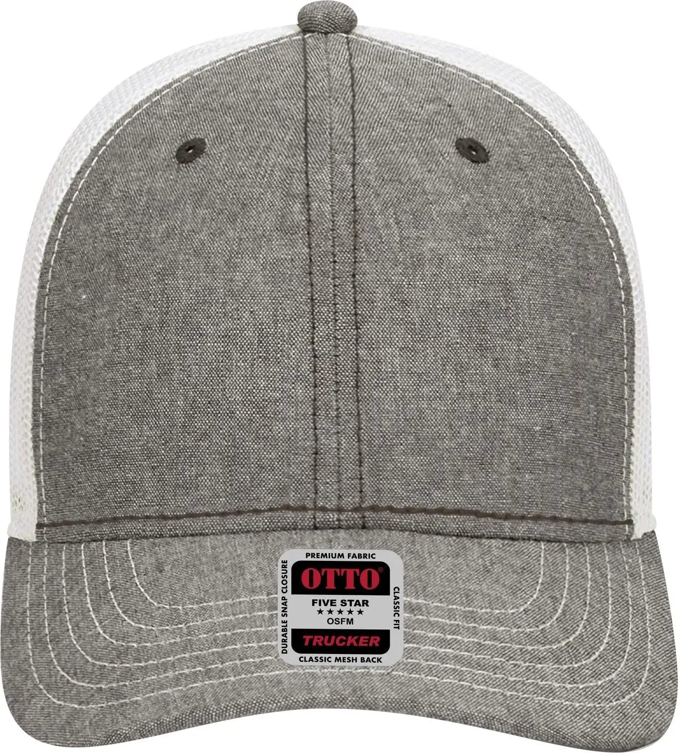 Otto 83-1239 6 Panel Low Profile Mesh Back Trucker Cap - Ch.gry/wht - 1/2’’ - 7 5/8’’