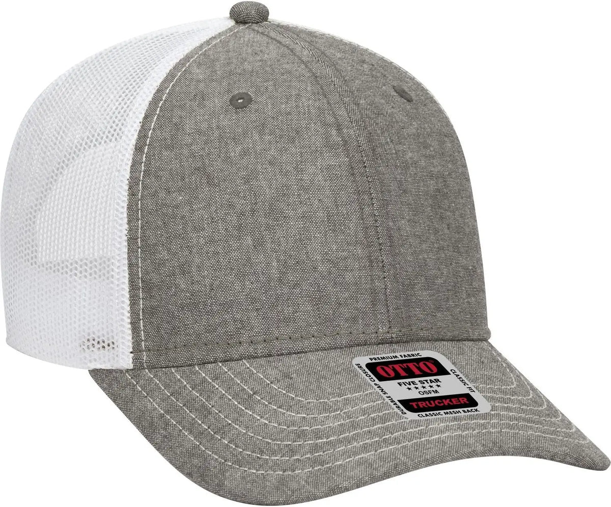 Otto 83-1239 6 Panel Low Profile Mesh Back Trucker Cap - Ch.gry/wht - 1/2’’ - 7 5/8’’
