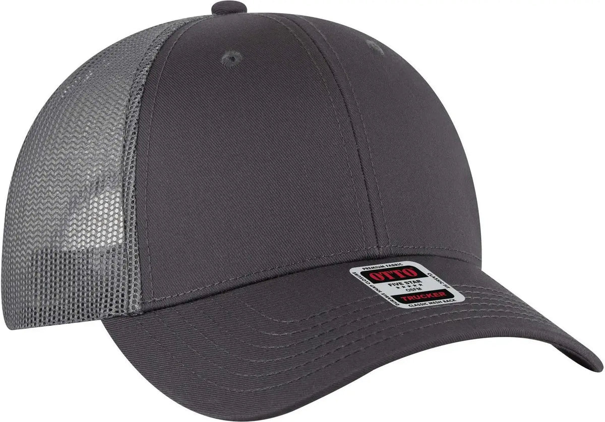 Otto 83-1239 6 Panel Low Profile Mesh Back Trucker Cap - Char. Gray - 1/2’’ - 7 5/8’’