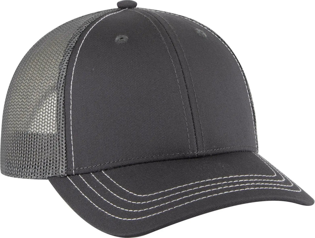 Otto 83-1239 6 Panel Low Profile Mesh Back Trucker Cap - Char. Gray