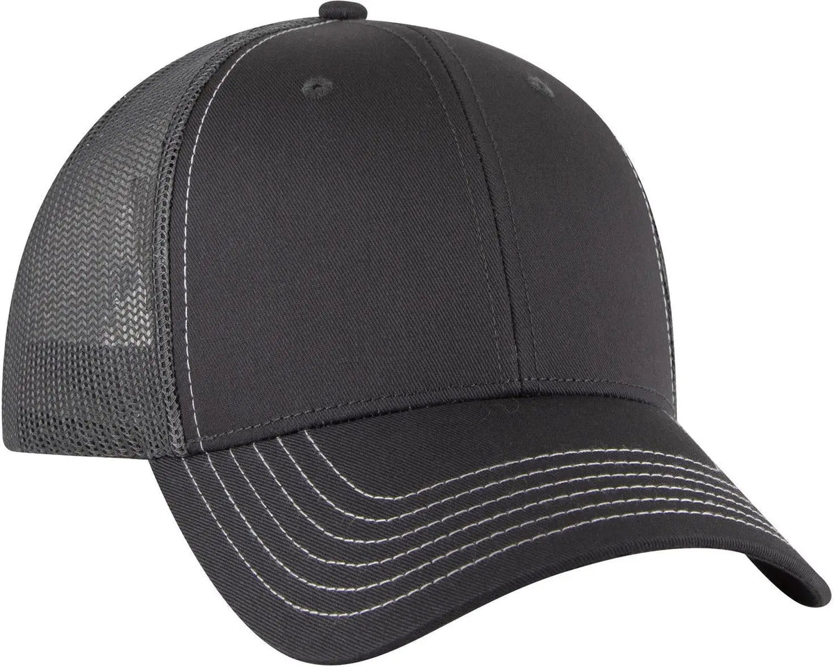 Otto 83-1239 6 Panel Low Profile Mesh Back Trucker Cap - Char. Gray