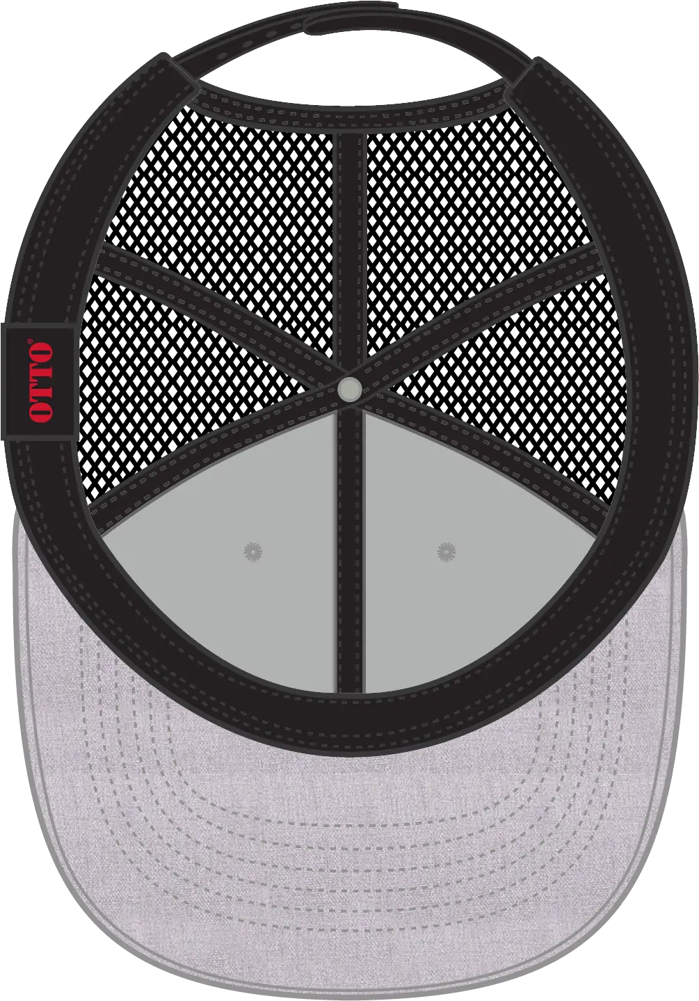 Otto 83-1239 6 Panel Low Profile Mesh Back Trucker Cap - H. Gry/h. Gry/blk - 1/2’’ - 7 5/8’’