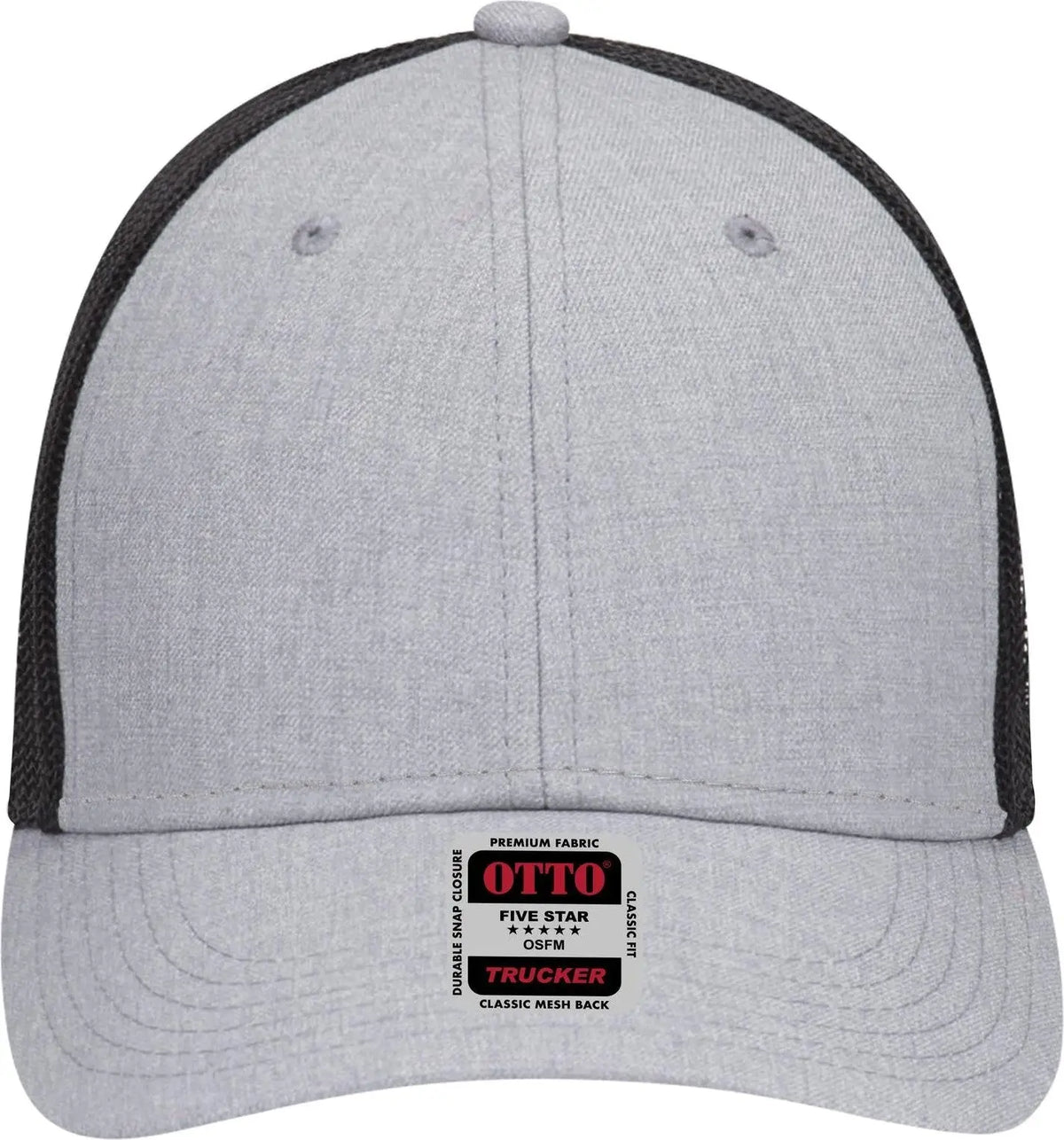Otto 83-1239 6 Panel Low Profile Mesh Back Trucker Cap - H. Gry/h. Gry/blk - 1/2’’ - 7 5/8’’