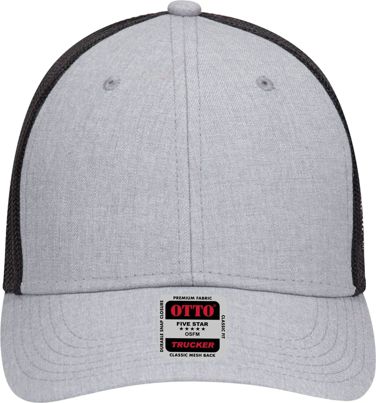 Otto 83-1239 6 Panel Low Profile Mesh Back Trucker Cap - H. Gry/h. Gry/blk - 1/2’’ - 7 5/8’’