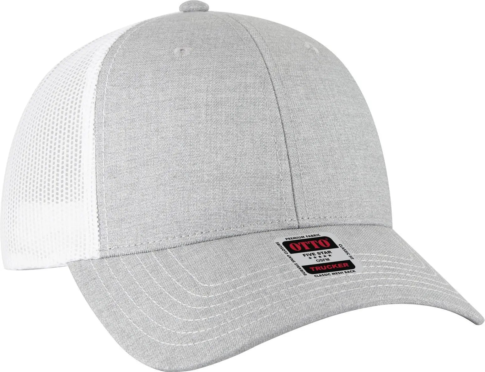 Otto 83-1239 6 Panel Low Profile Mesh Back Trucker Cap - Ht Gry/ht Gry/wht - 1/2’’ - 7 5/8’’