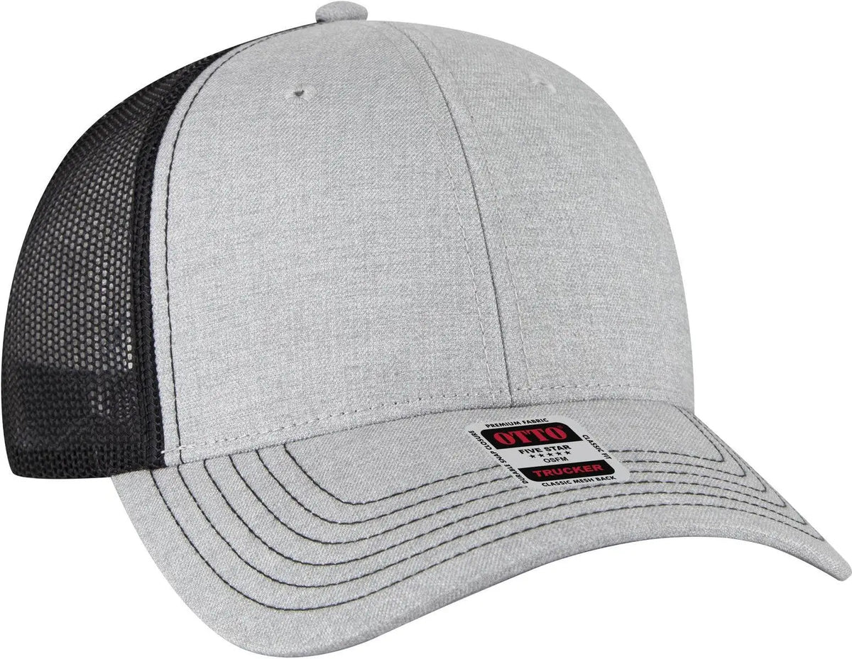 Otto 83-1239 6 Panel Low Profile Mesh Back Trucker Cap - Ht Gry/ht Gry/blk - 1/2’’ - 7 5/8’’