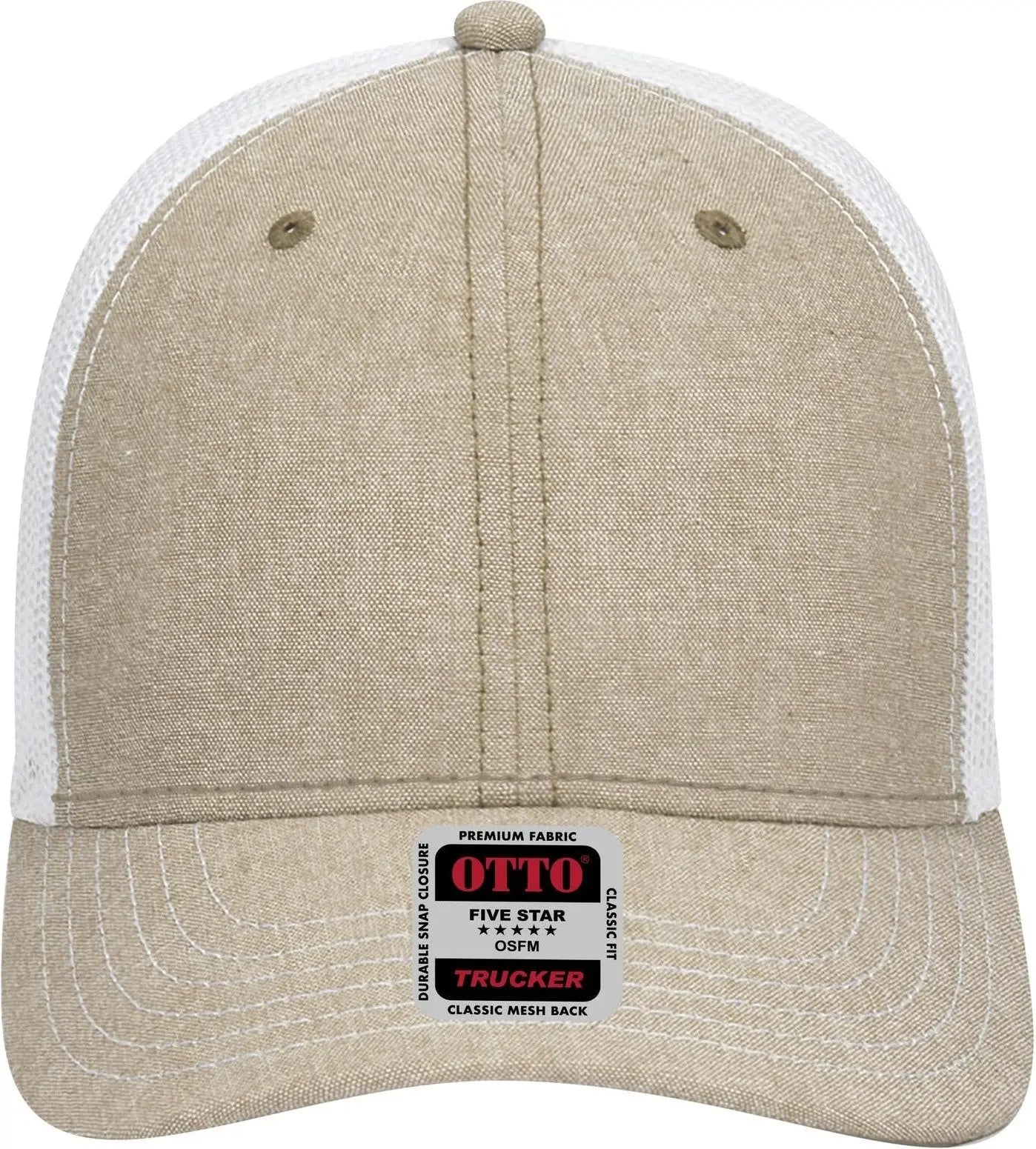 Otto 83-1239 6 Panel Low Profile Mesh Back Trucker Cap - Kha/wht - 1/2’’ - 7 5/8’’