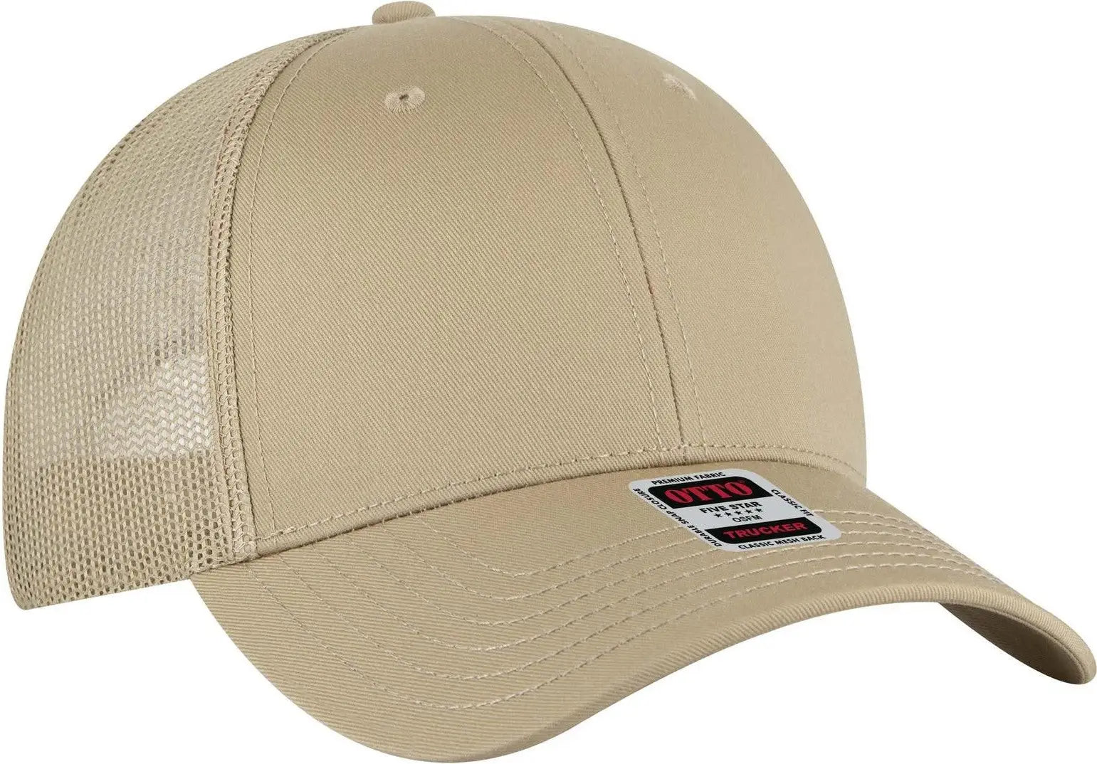 Otto 83-1239 6 Panel Low Profile Mesh Back Trucker Cap - Khk - 1/2’’ - 7 5/8’’