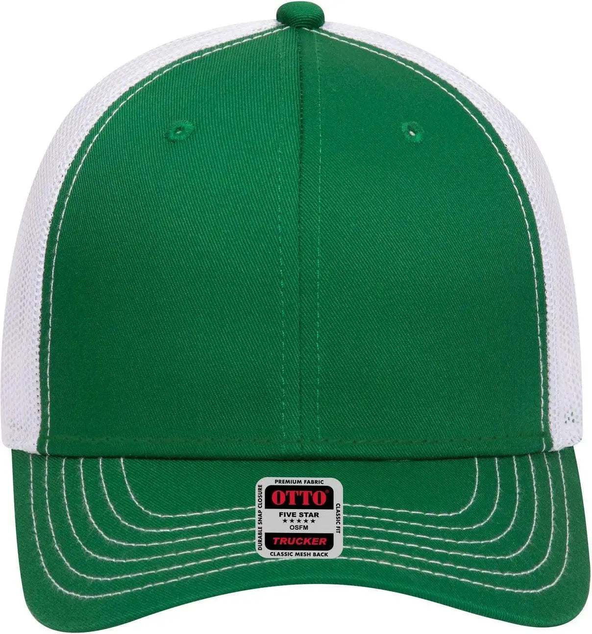 Otto 83-1239 6 Panel Low Profile Mesh Back Trucker Cap - Kly/kly/wht - 1/2’’ - 7 5/8’’