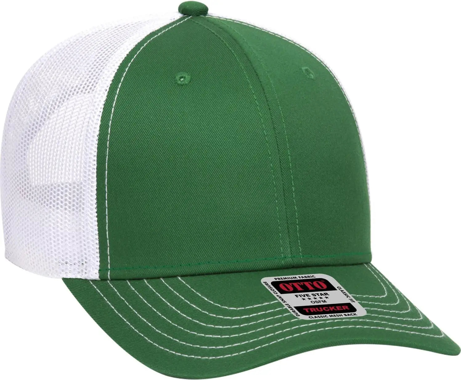 Otto 83-1239 6 Panel Low Profile Mesh Back Trucker Cap - Kly/kly/wht - 1/2’’ - 7 5/8’’