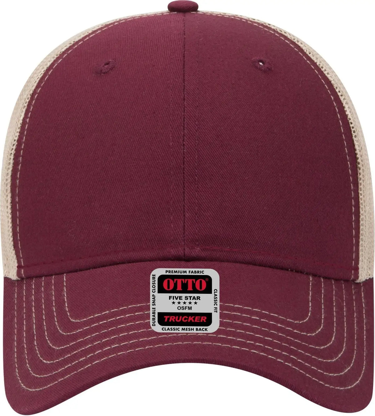Otto 83-1239 6 Panel Low Profile Mesh Back Trucker Cap - Marn/marn/kha - 1/2’’ - 7 5/8’’