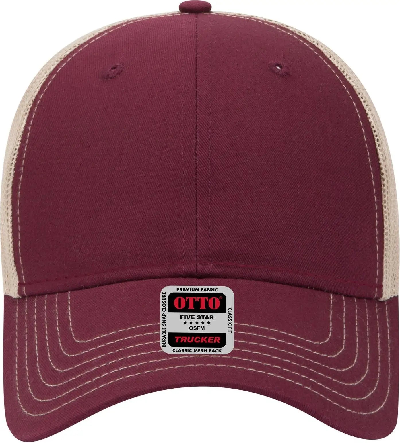Otto 83-1239 6 Panel Low Profile Mesh Back Trucker Cap - Marn/marn/kha - 1/2’’ - 7 5/8’’