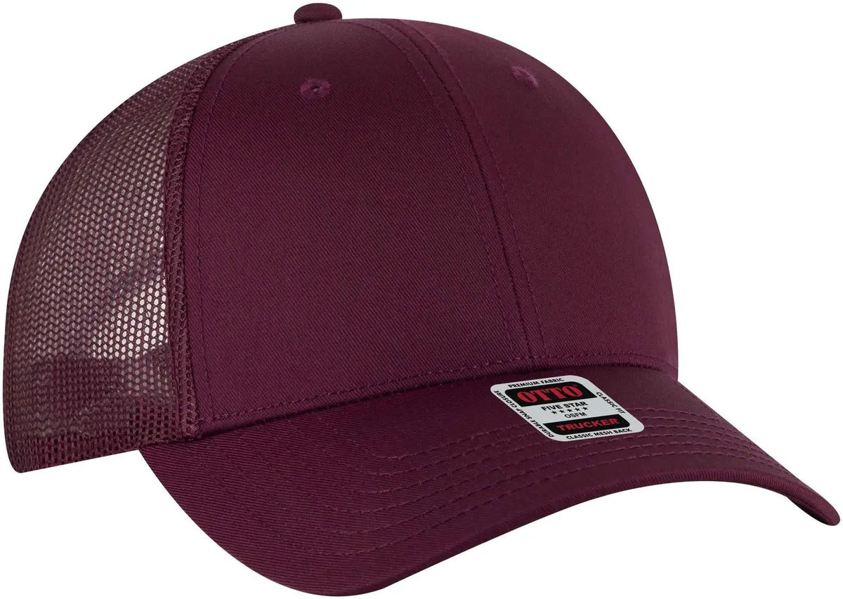 Otto 83-1239 6 Panel Low Profile Mesh Back Trucker Cap - Maroon - 1/2’’ - 7 5/8’’