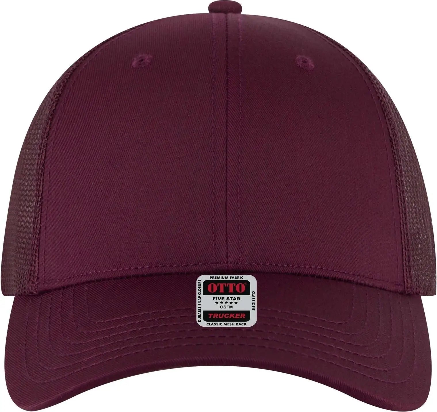Otto 83-1239 6 Panel Low Profile Mesh Back Trucker Cap - Maroon