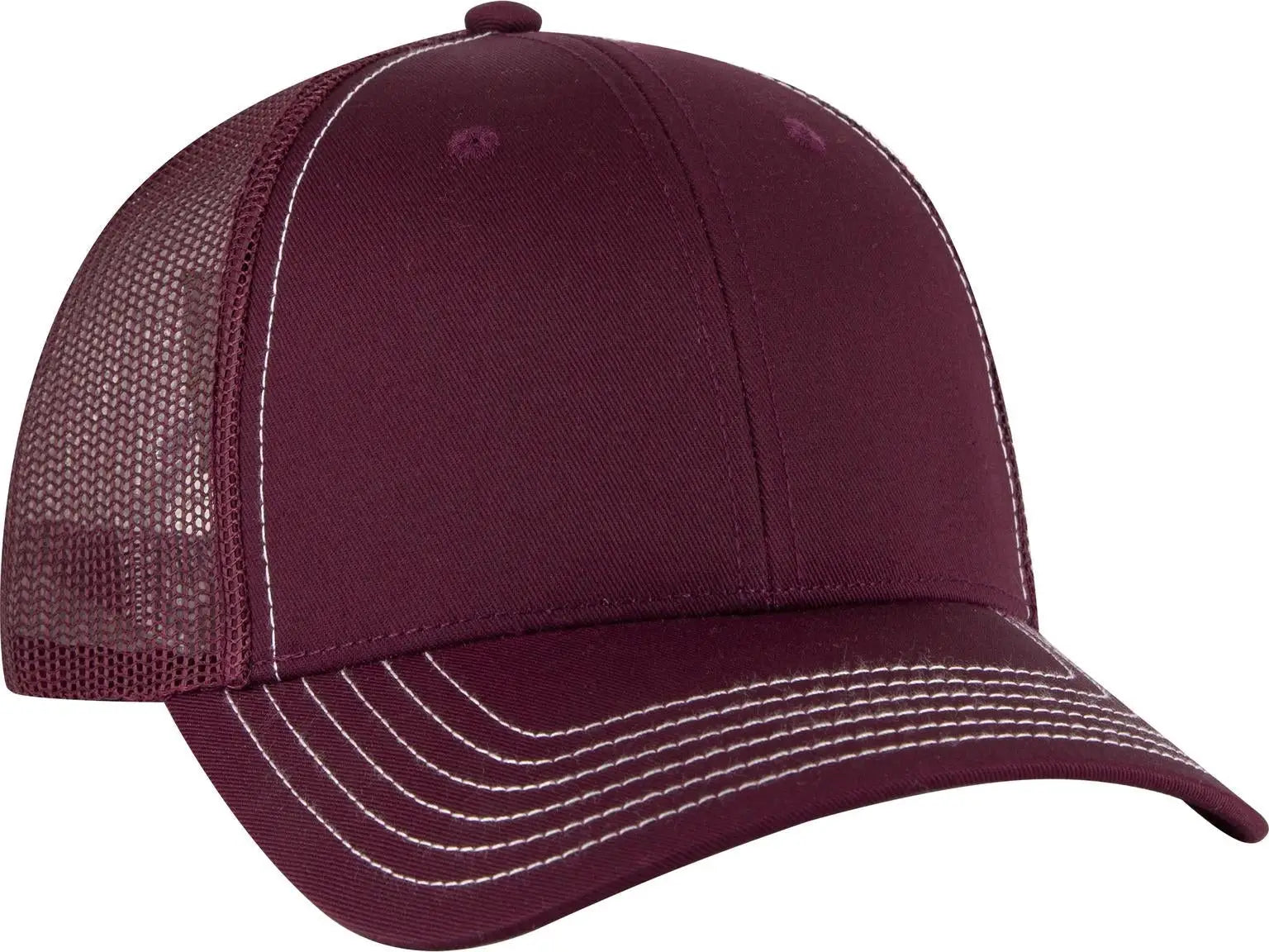 Otto 83-1239 6 Panel Low Profile Mesh Back Trucker Cap - Maroon