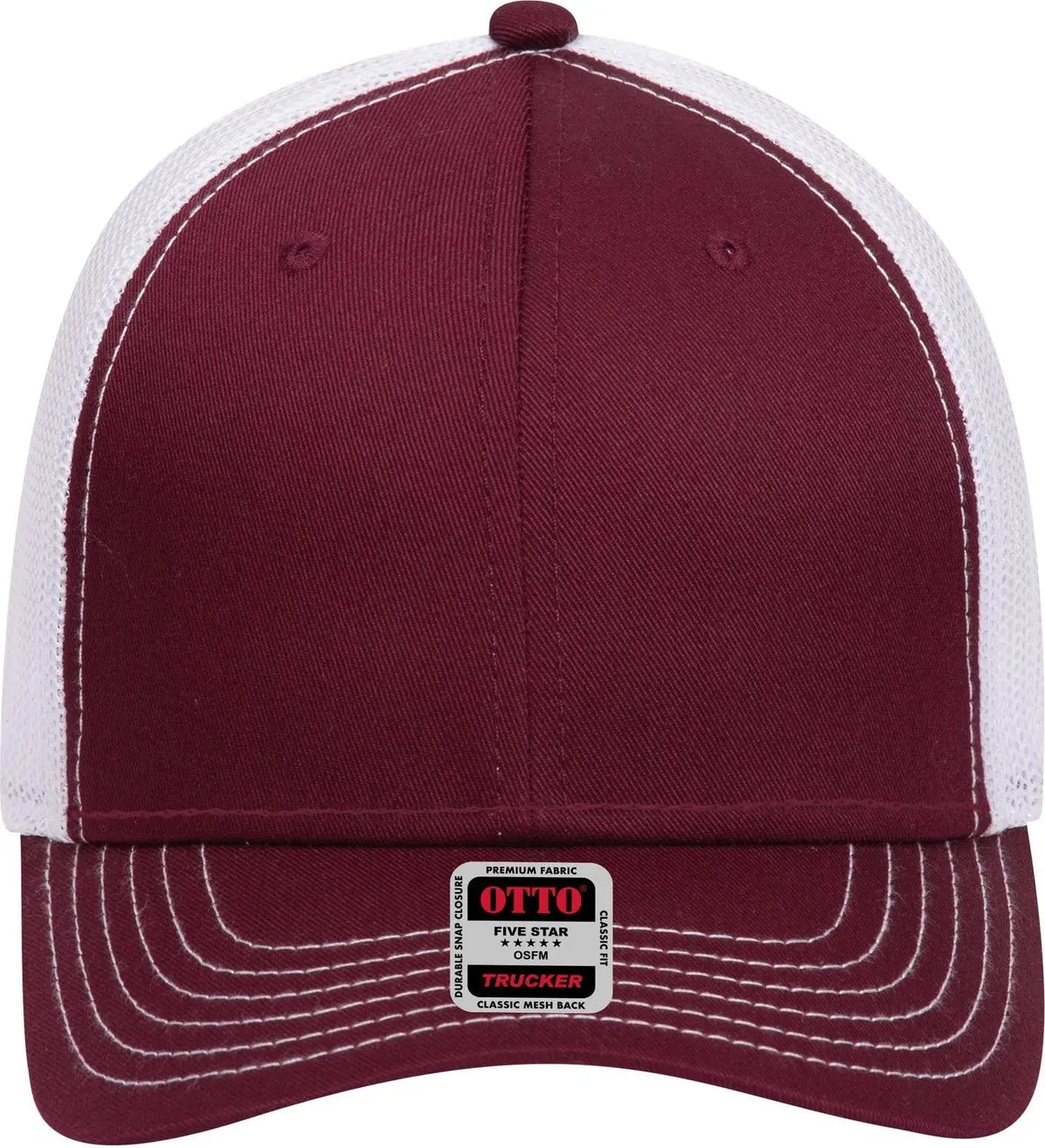 Otto 83-1239 6 Panel Low Profile Mesh Back Trucker Cap - Mrn/mrn/wht - 1/2’’ - 7 5/8’’