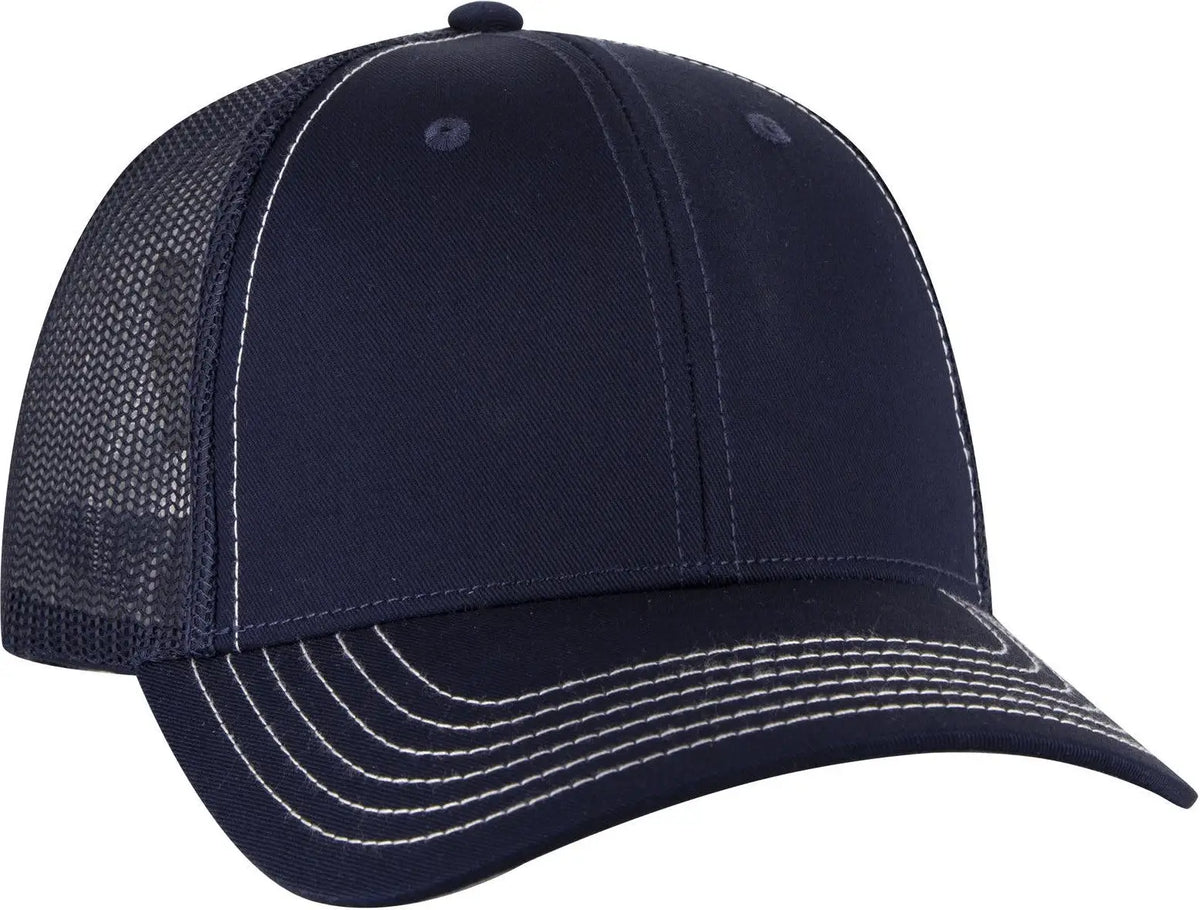 Otto 83-1239 6 Panel Low Profile Mesh Back Trucker Cap - Navy - 1/2’’ - 7 5/8’’