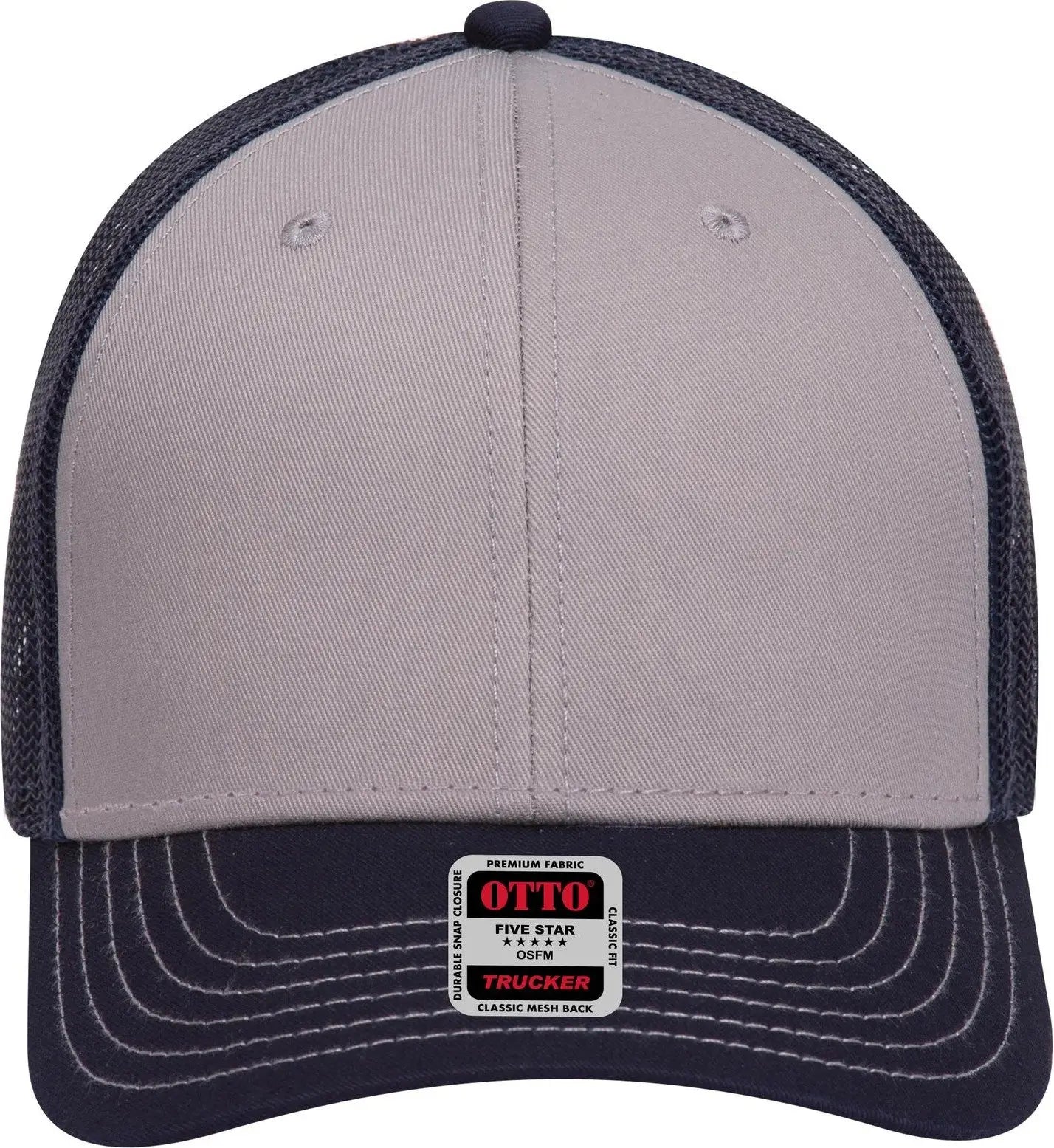 Otto 83-1239 6 Panel Low Profile Mesh Back Trucker Cap - Nvy/gry/nvy - 1/2’’ - 7 5/8’’