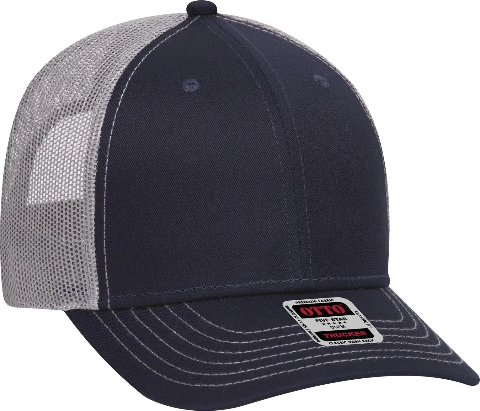 Otto 83-1239 6 Panel Low Profile Mesh Back Trucker Cap - Nvy/nvy/gry - 1/2’’ - 7 5/8’’