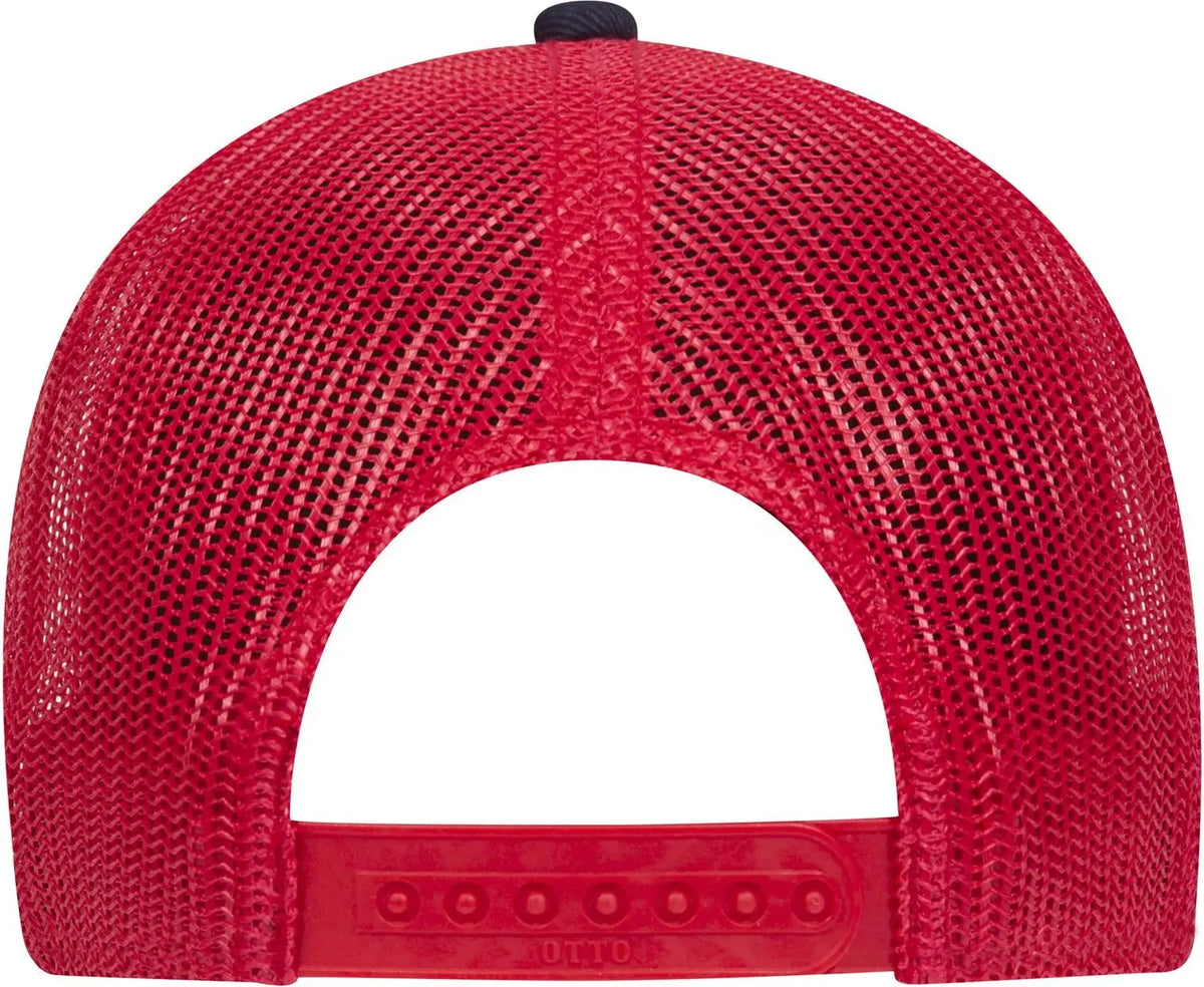 Otto 83-1239 6 Panel Low Profile Mesh Back Trucker Cap - Nvy/nvy/red - 1/2’’ - 7 5/8’’