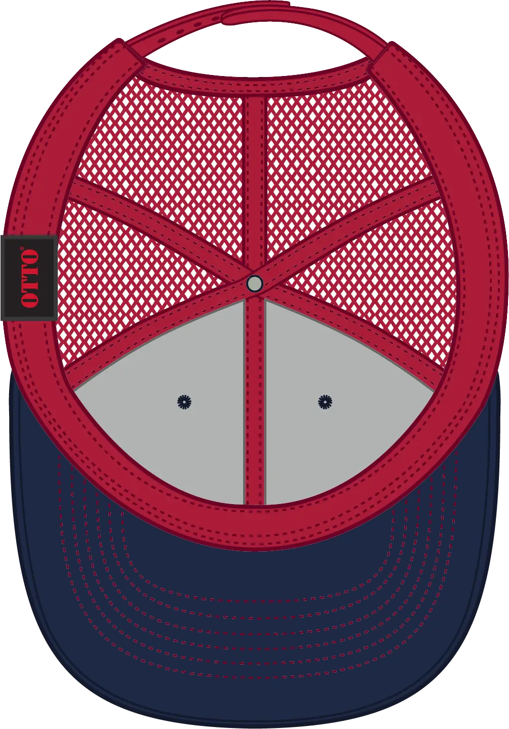 Otto 83-1239 6 Panel Low Profile Mesh Back Trucker Cap - Nvy/nvy/red - 1/2’’ - 7 5/8’’