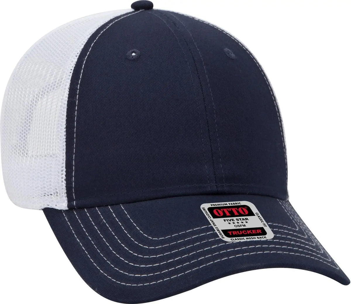Otto 83-1239 6 Panel Low Profile Mesh Back Trucker Cap - Nvy/nvy/wht - 1/2’’ - 7 5/8’’