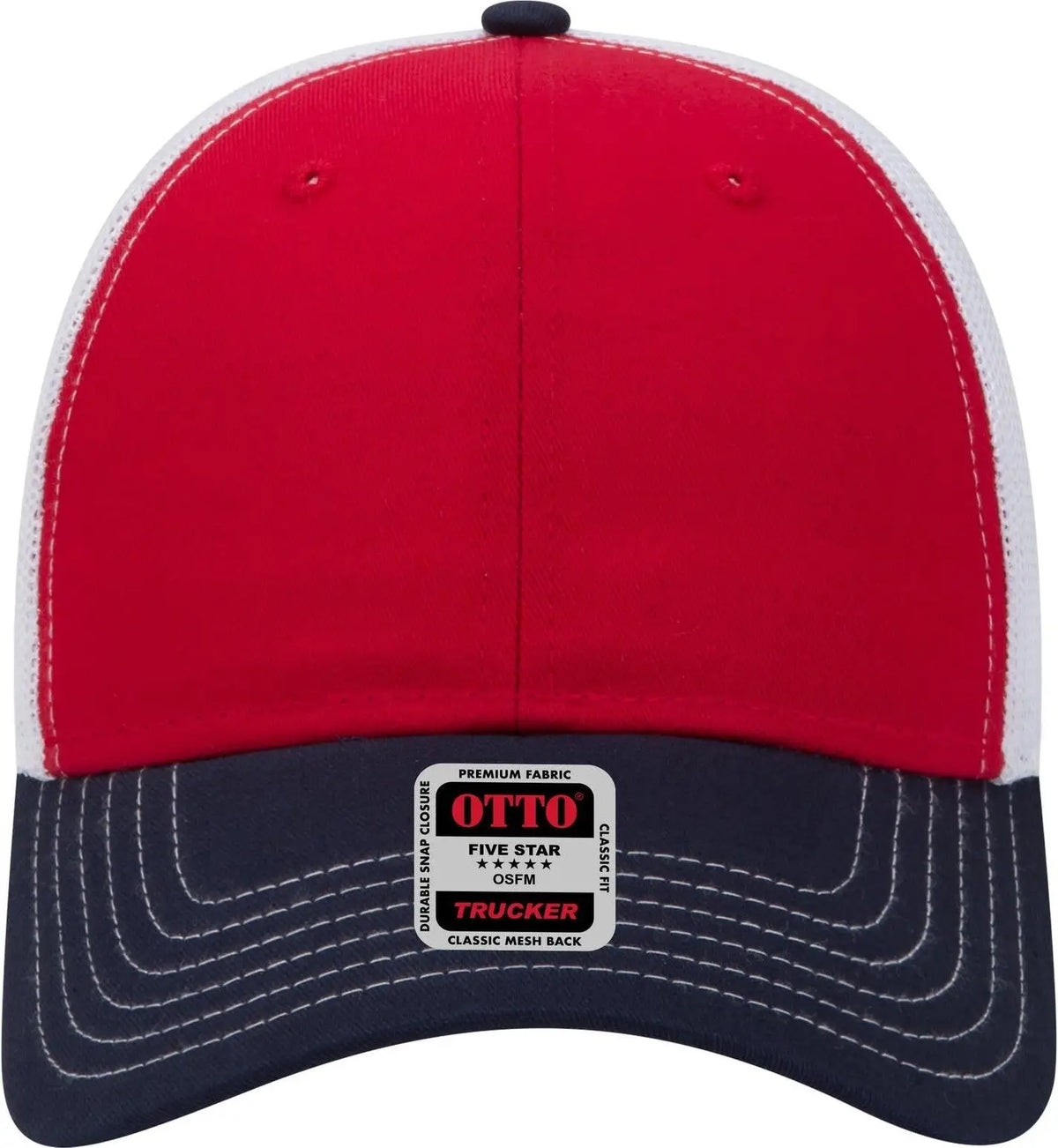 Otto 83-1239 6 Panel Low Profile Mesh Back Trucker Cap - Nvy/red/wht - 1/2’’ - 7 5/8’’
