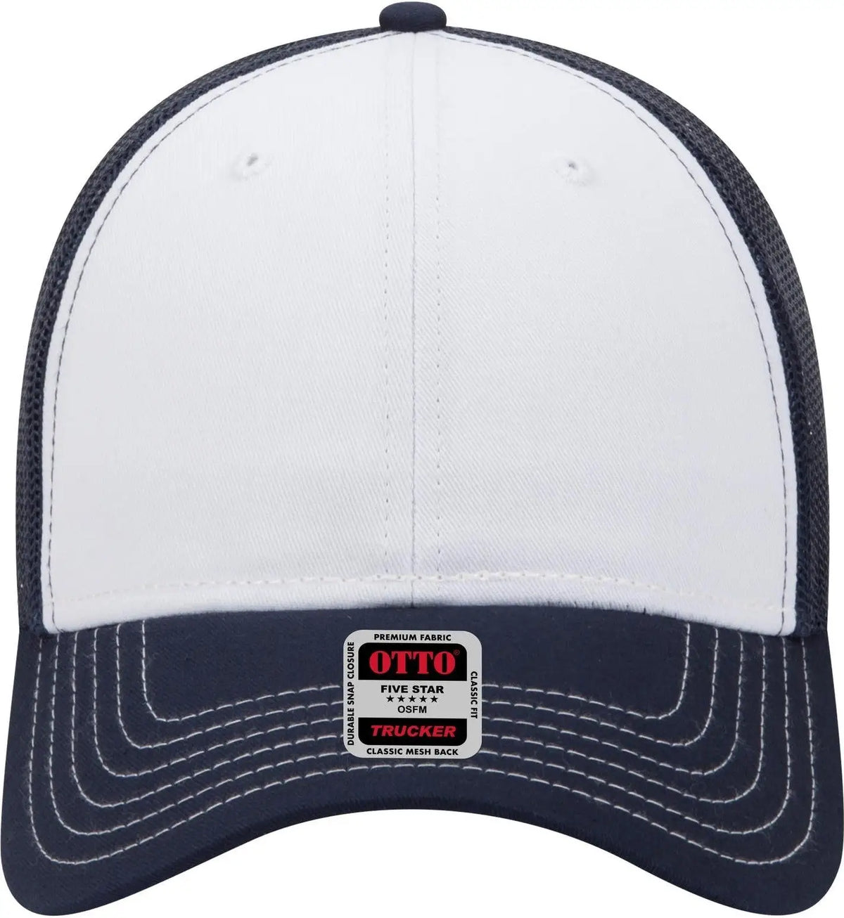 Otto 83-1239 6 Panel Low Profile Mesh Back Trucker Cap - Nvy/wht/nvy - 1/2’’ - 7 5/8’’