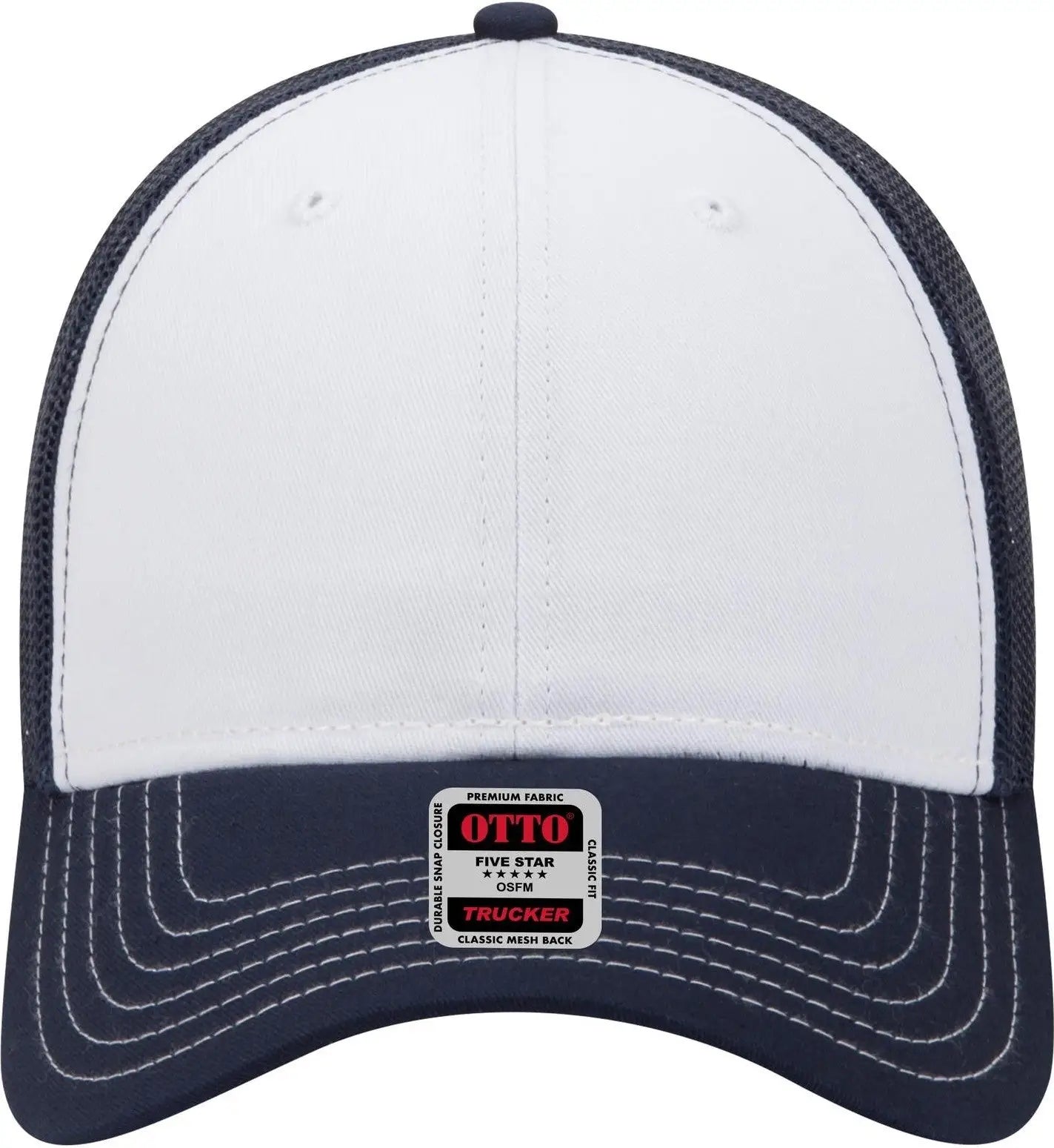 Otto 83-1239 6 Panel Low Profile Mesh Back Trucker Cap - Nvy/wht/nvy - 1/2’’ - 7 5/8’’