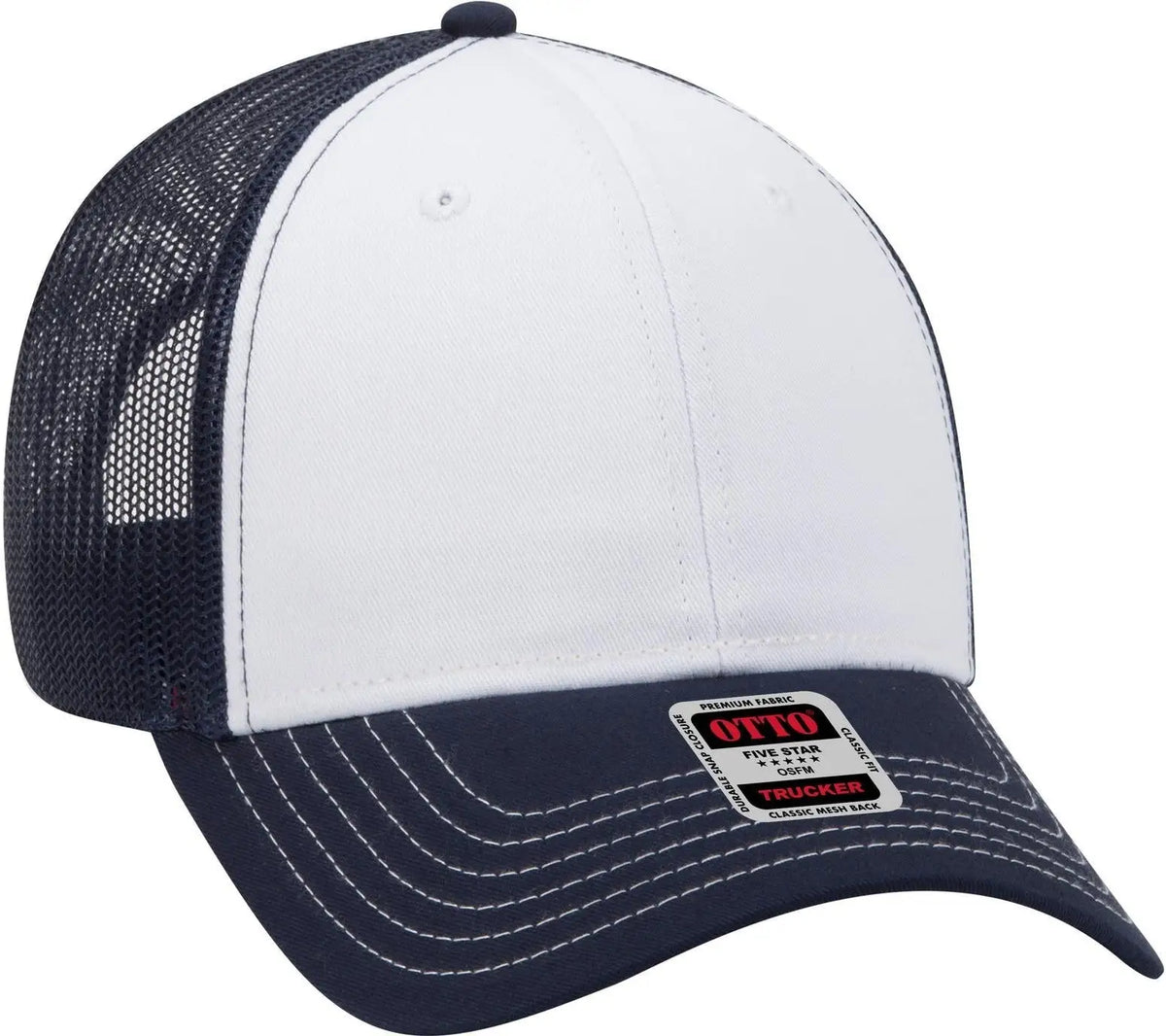 Otto 83-1239 6 Panel Low Profile Mesh Back Trucker Cap - Nvy/wht/nvy - 1/2’’ - 7 5/8’’