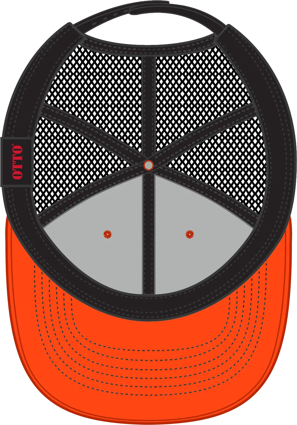 Otto 83-1239 6 Panel Low Profile Mesh Back Trucker Cap - Org/org/blk - 1/2’’ - 7 5/8’’