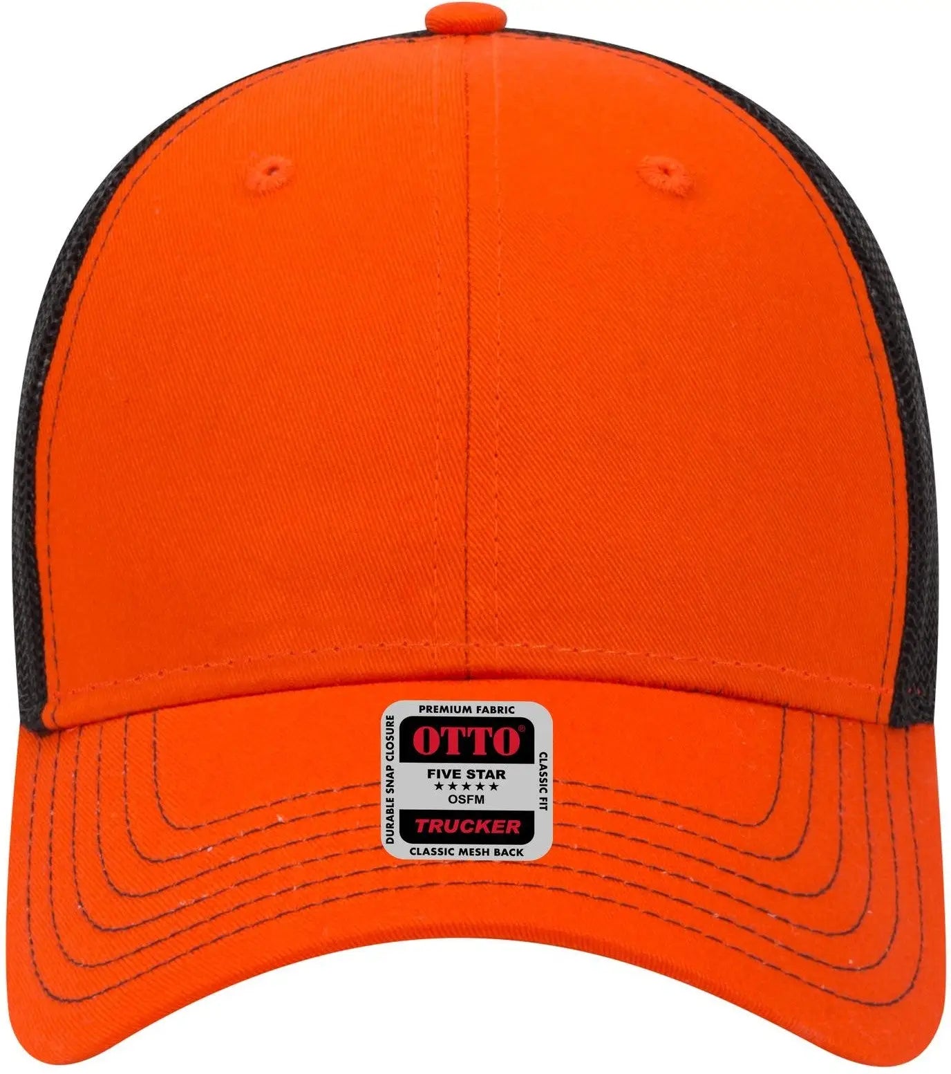 Otto 83-1239 6 Panel Low Profile Mesh Back Trucker Cap - Org/org/blk - 1/2’’ - 7 5/8’’