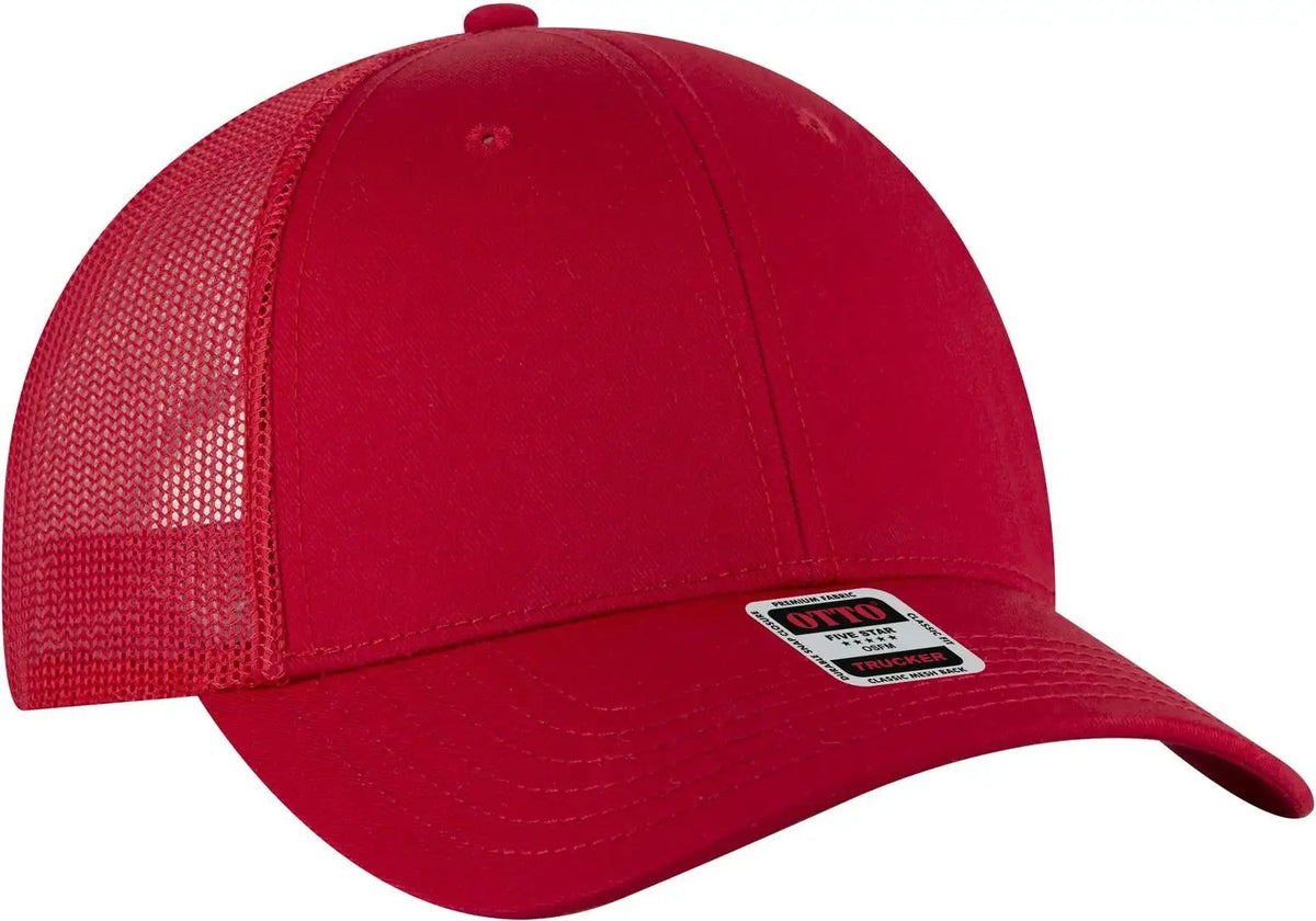 Otto 83-1239 6 Panel Low Profile Mesh Back Trucker Cap - Red - 1/2’’ - 7 5/8’’