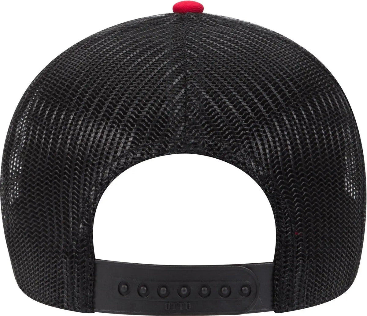 Otto 83-1239 6 Panel Low Profile Mesh Back Trucker Cap - Red/blk/blk - 1/2’’ - 7 5/8’’