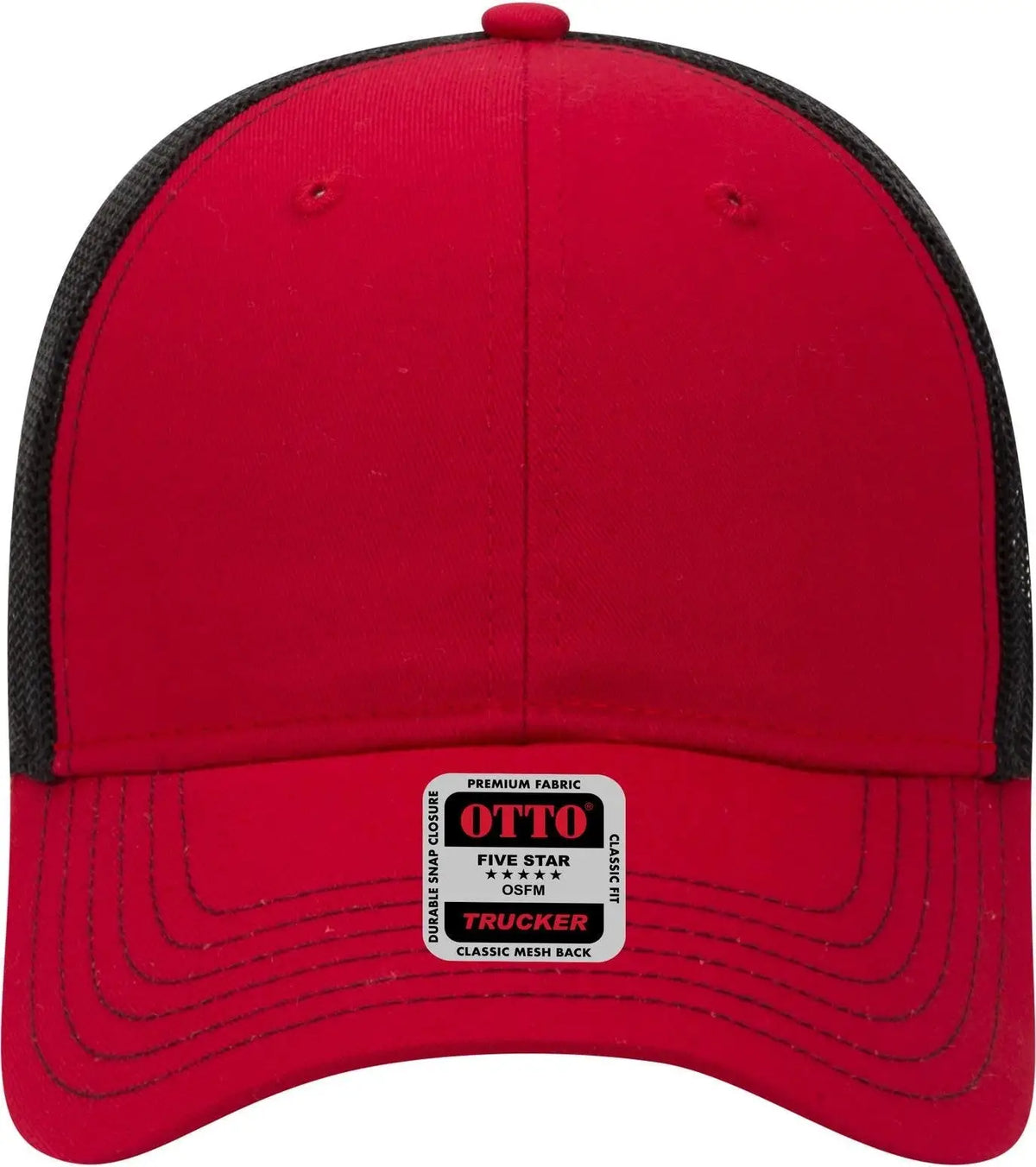 Otto 83-1239 6 Panel Low Profile Mesh Back Trucker Cap - Red/red/blk - 1/2’’ - 7 5/8’’