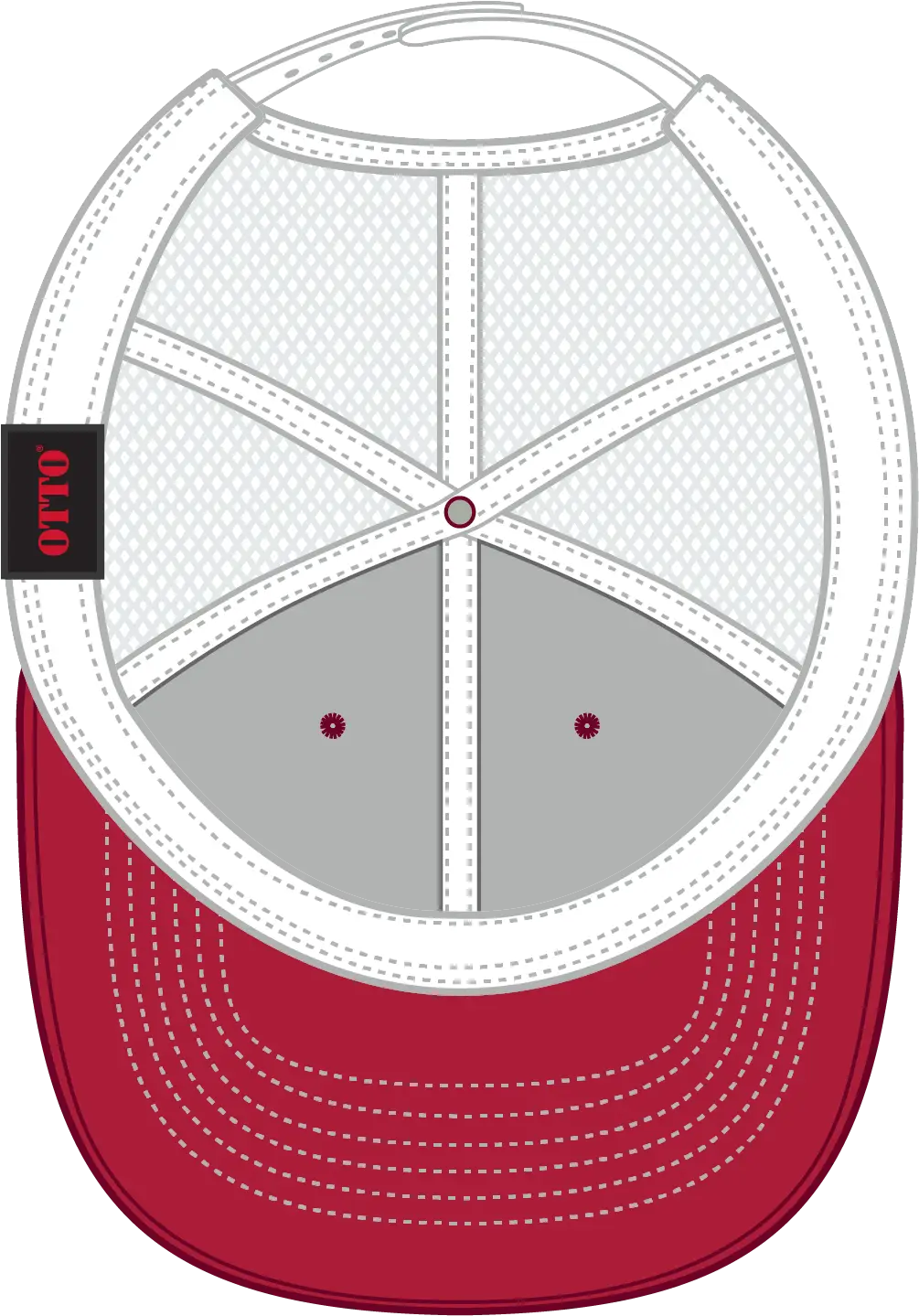Otto 83-1239 6 Panel Low Profile Mesh Back Trucker Cap - Red/red/wht - 1/2’’ - 7 5/8’’