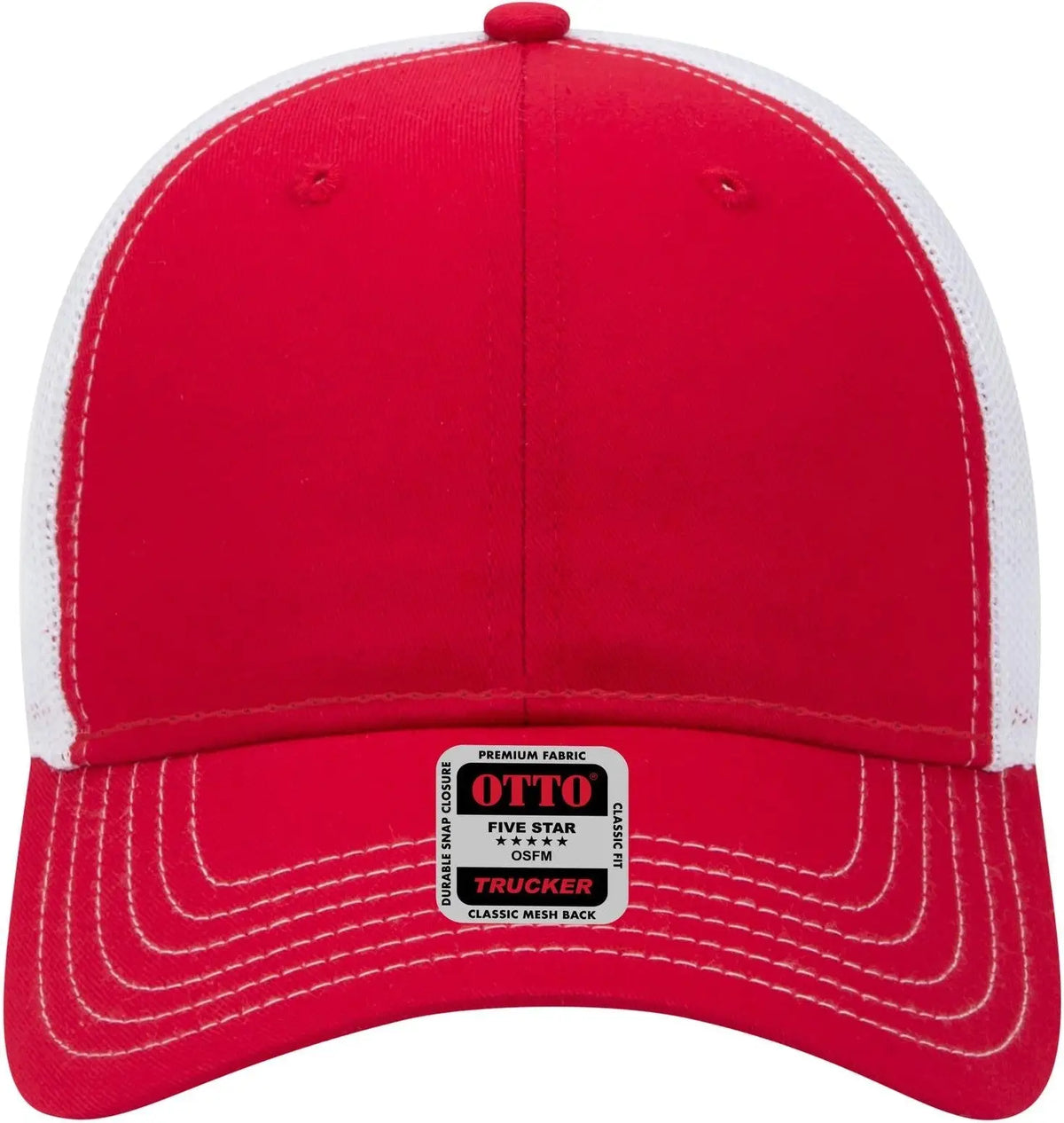 Otto 83-1239 6 Panel Low Profile Mesh Back Trucker Cap - Red/red/wht - 1/2’’ - 7 5/8’’