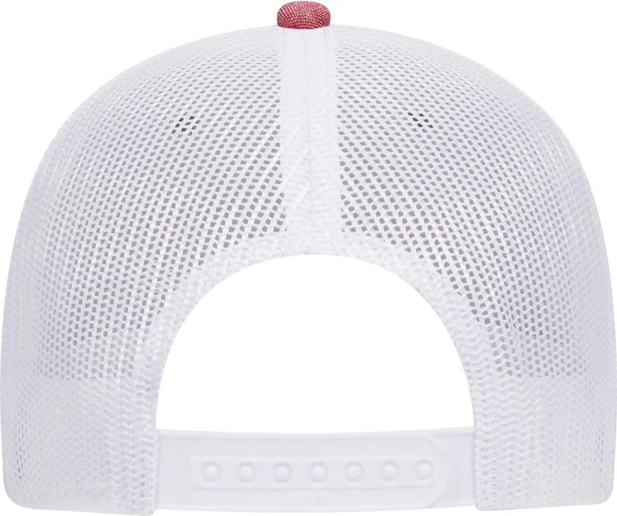 Otto 83-1239 6 Panel Low Profile Mesh Back Trucker Cap - Red/wht - 1/2’’ - 7 5/8’’