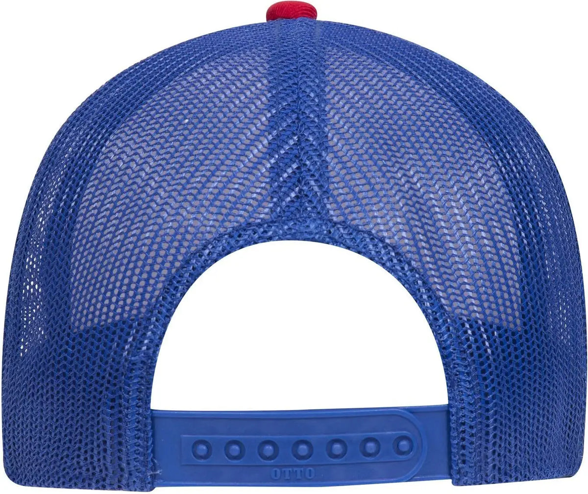 Otto 83-1239 6 Panel Low Profile Mesh Back Trucker Cap - Red/wht/ryl - 1/2’’ - 7 5/8’’