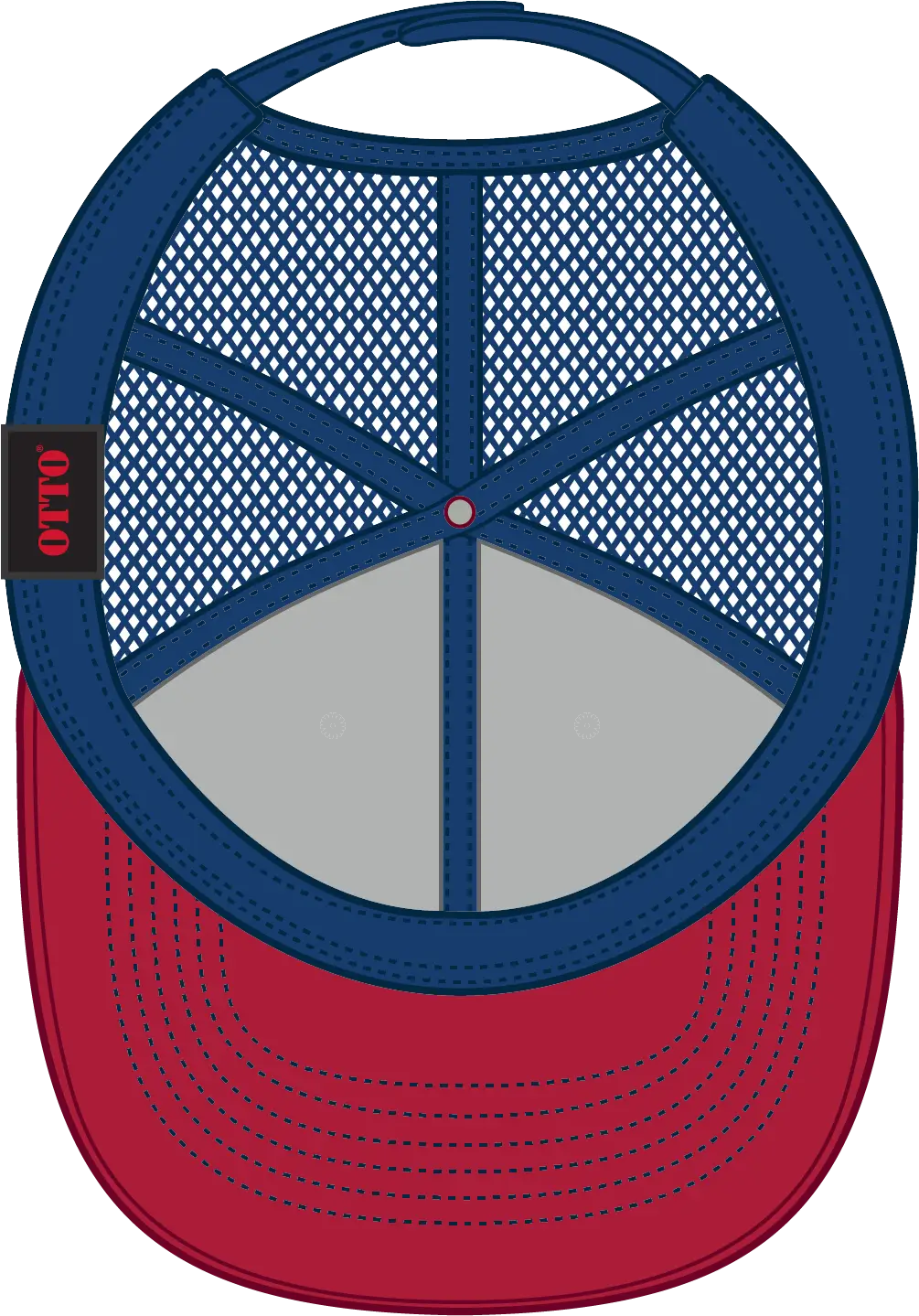 Otto 83-1239 6 Panel Low Profile Mesh Back Trucker Cap - Red/wht/ryl - 1/2’’ - 7 5/8’’